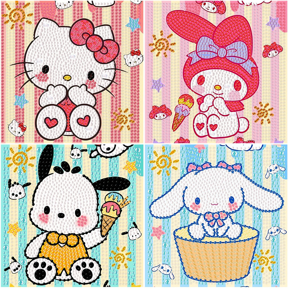 Sretoul 4 Pack Cartoon Diamond Art Kits for Kids - 6x6 Inch