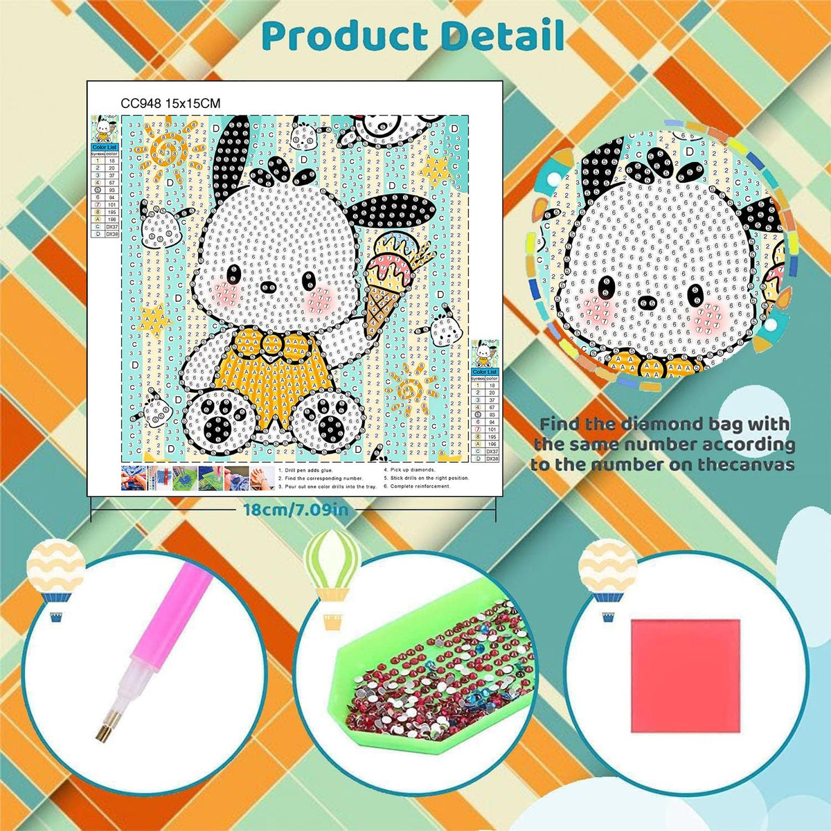 Sretoul 4 Pack Cartoon Diamond Art Kits for Kids - 6x6 Inch