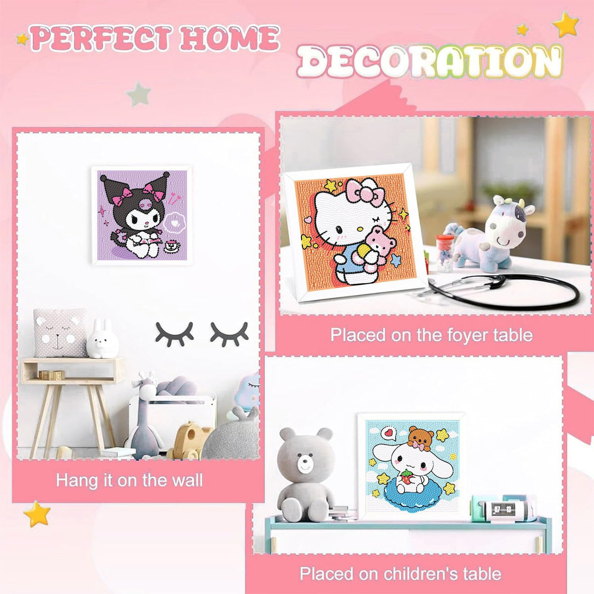 Sretoul 4-Pack Cartoon Diamond Art Kits for Kids – DIY Gem Art (Ages 4-12)