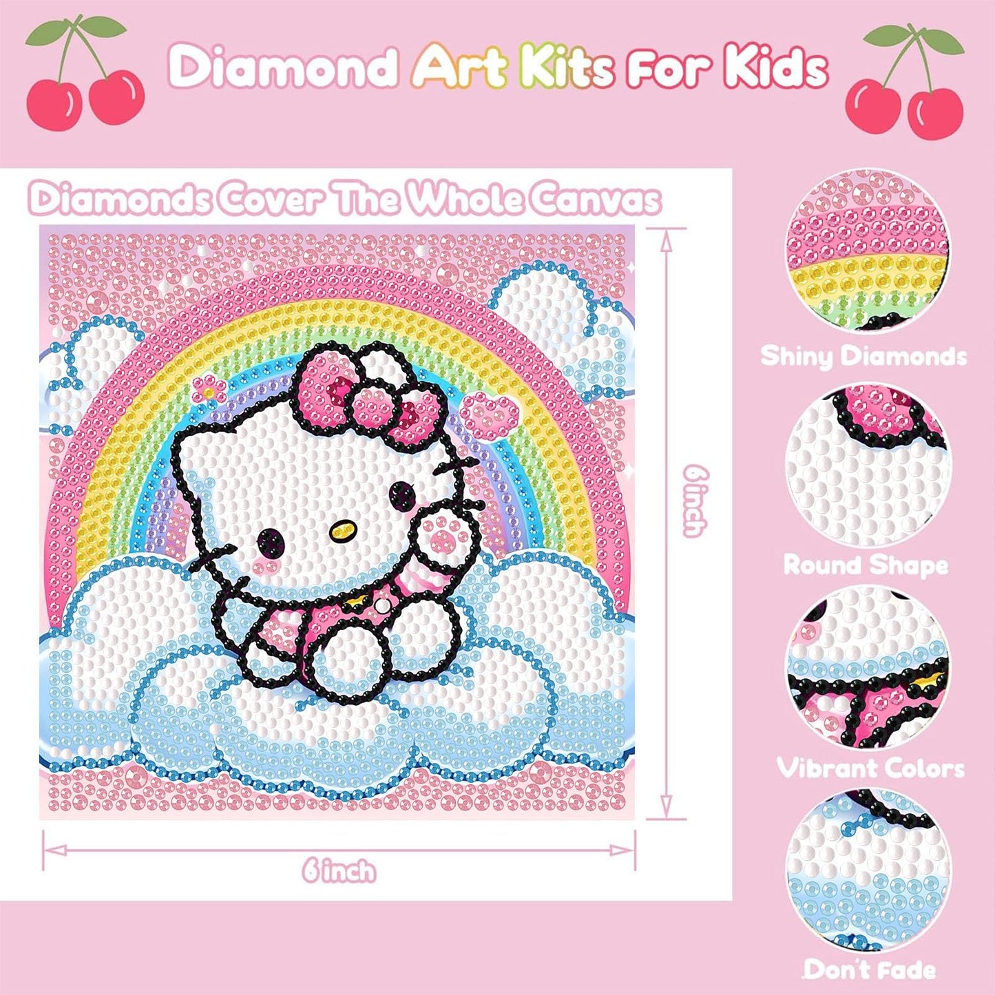 Sretoul Cartoon Diamond Art Kit for Kids with Frame – 7x7 Inch DIY Crystal Gem Painting