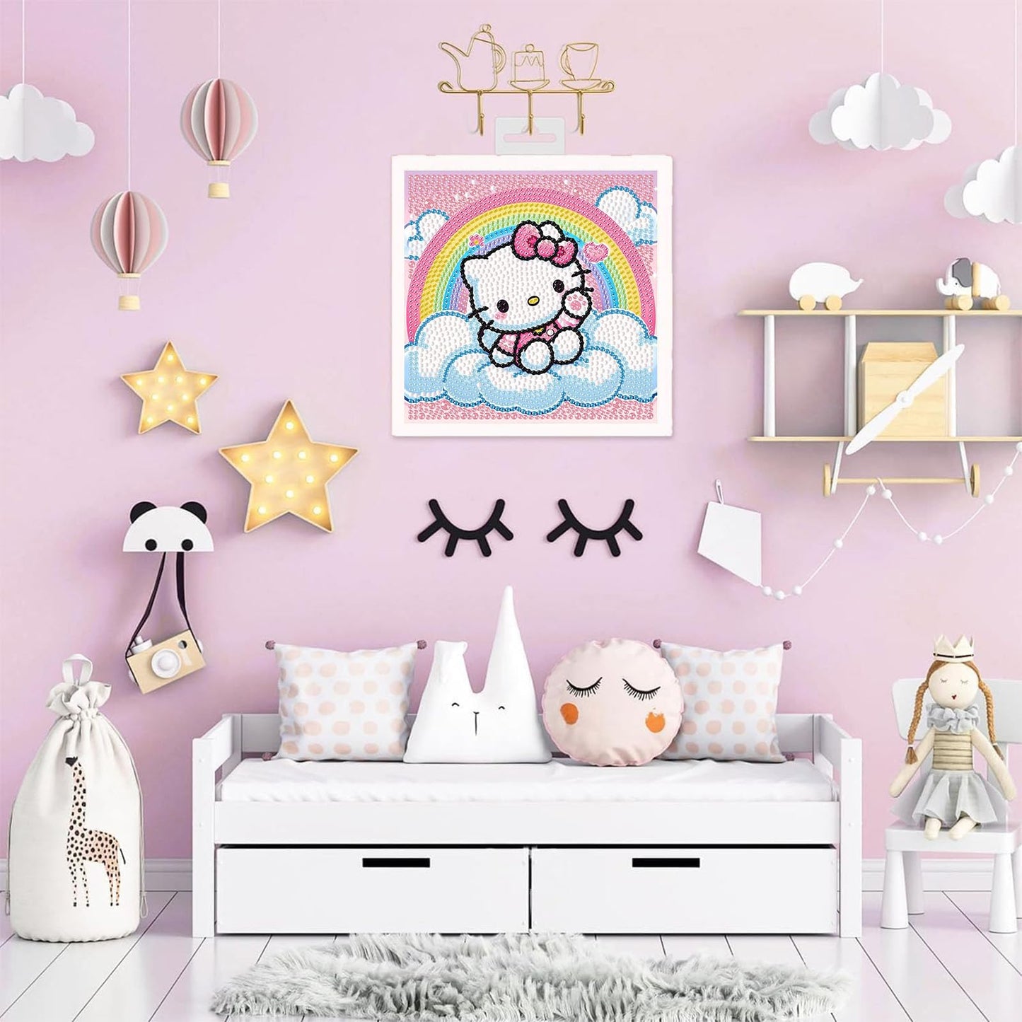 Sretoul Cartoon Diamond Art Kit for Kids with Frame – 7x7 Inch DIY Crystal Gem Painting