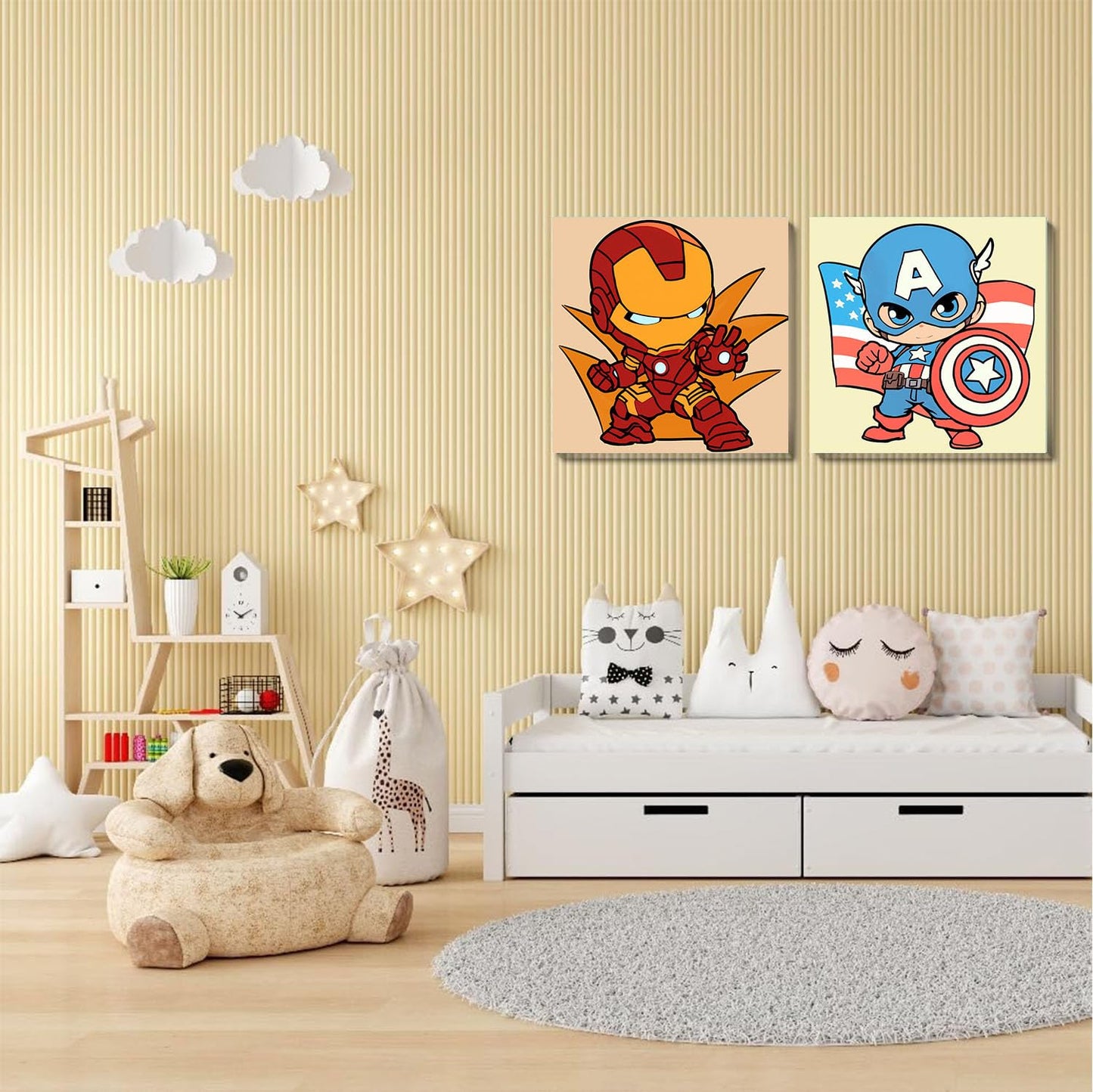 Sretoul 4 Pack Paint by Numbers Kit for Kids with Frame – Cartoon Painting Set, 8x8 Inches