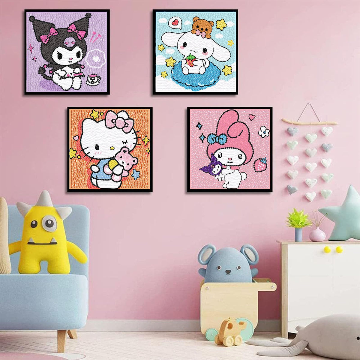 Sretoul 4-Pack Cartoon Diamond Art Kits for Kids – DIY Gem Art (Ages 4-12)