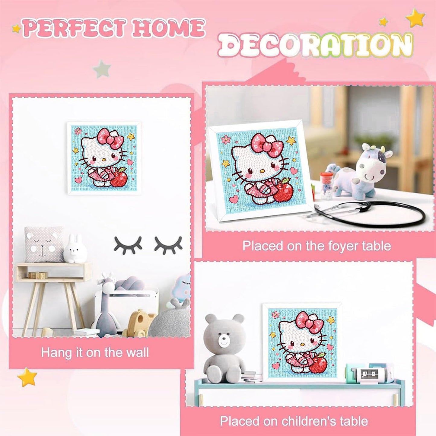 Sretoul Cartoon Diamond Art Kit for Kids with Frame – Easy DIY Crystal Art for Ages 4–12