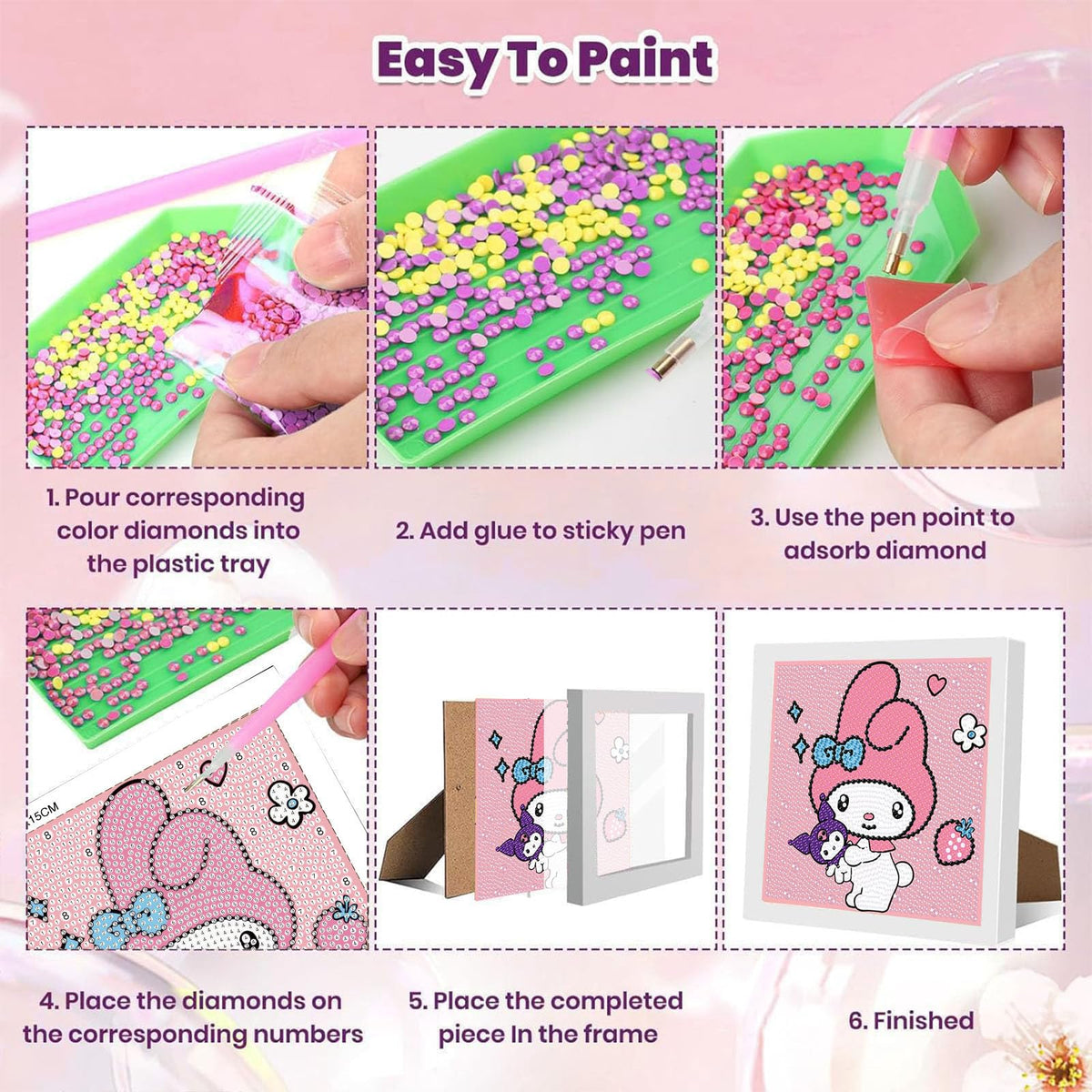 Sretoul 4-Pack Cartoon Diamond Art Kits for Kids – DIY Gem Art (Ages 4-12)