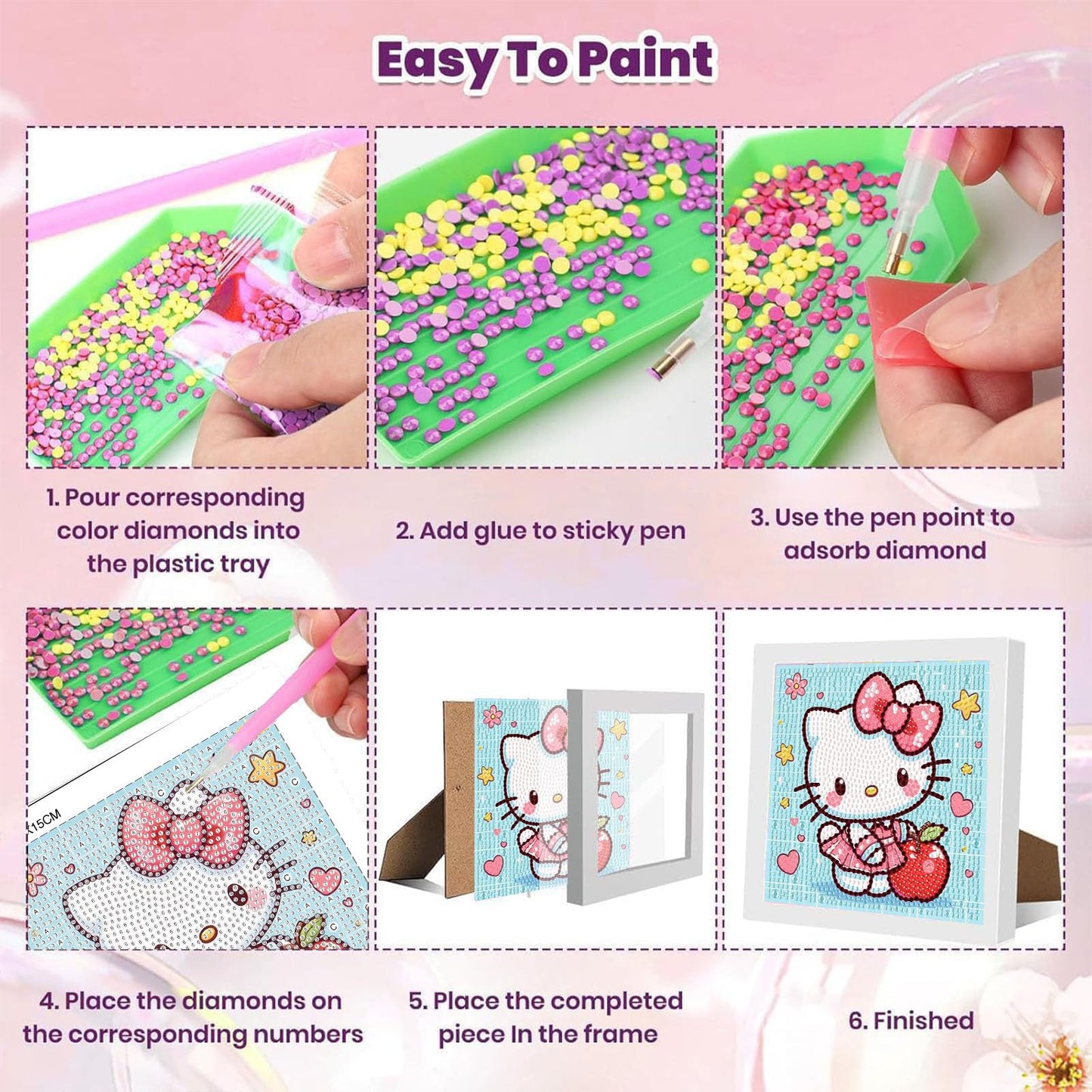 Sretoul Cartoon Diamond Art Kit for Kids with Frame – Easy DIY Crystal Art for Ages 4–12