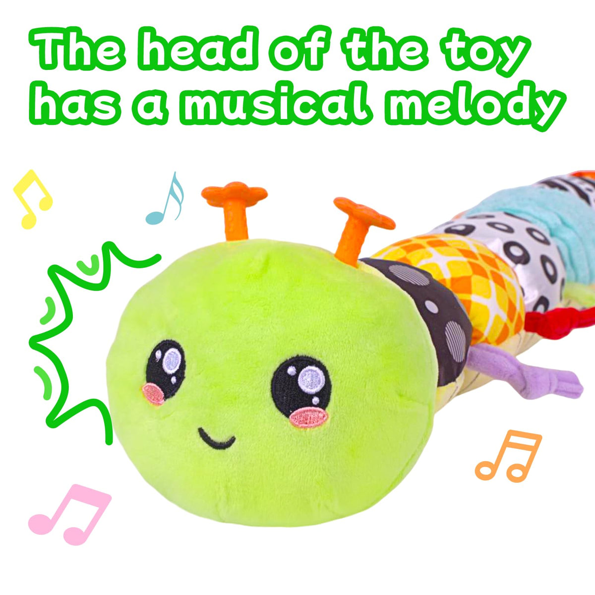 SRICH Baby Musical Plush Caterpillar Toy — 0-12 Months, Tummy Time & Head-Lifting Sensory Toy