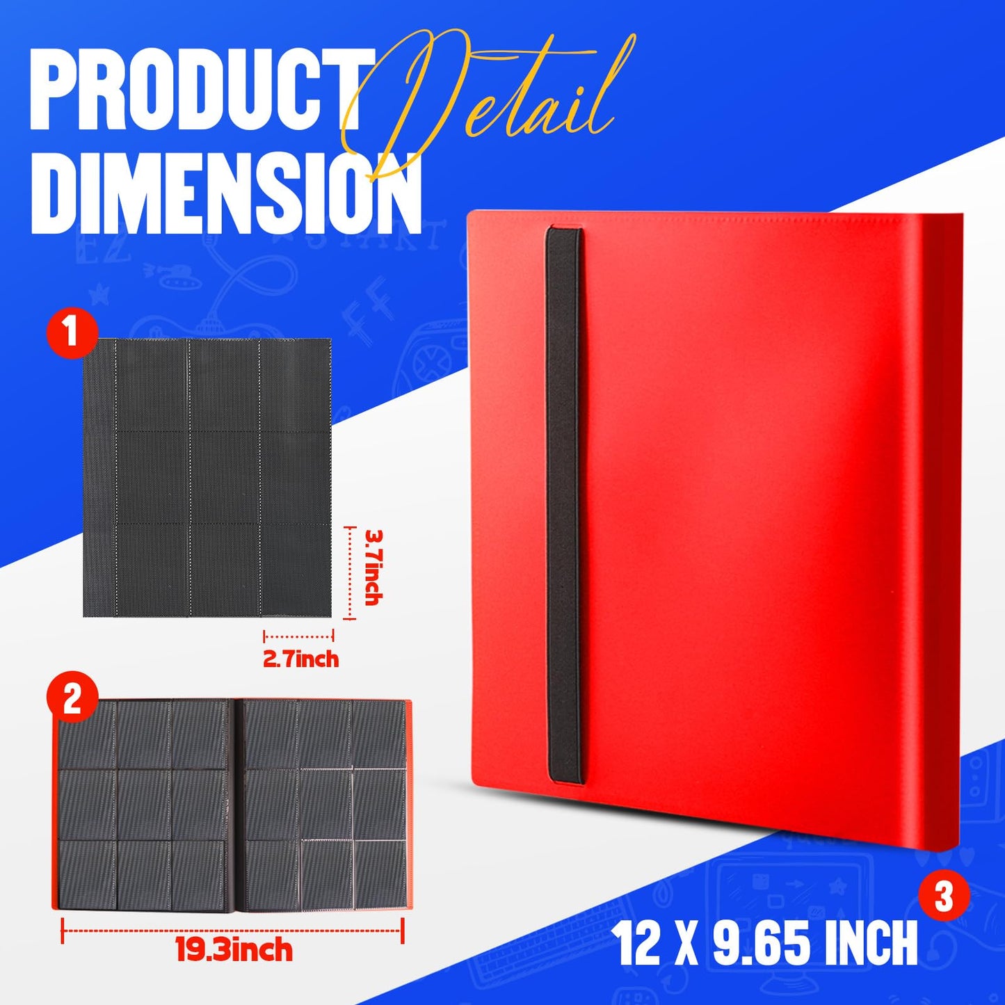 SRISE Card Binder 9-Pockets — 360 Card Capacity, 20 Pages, MTG/TCG Card Album (Red)