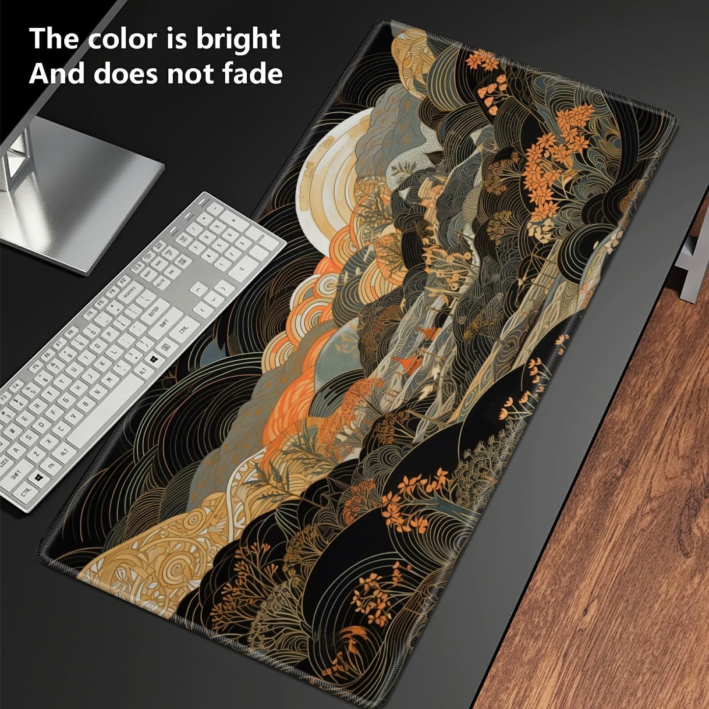 SROJDHFJB TCG Playmat Set with 50 Card Sleeves — 24x14 in, Non-Slip Surface, Soft Feel, Japanese Abstract Art
