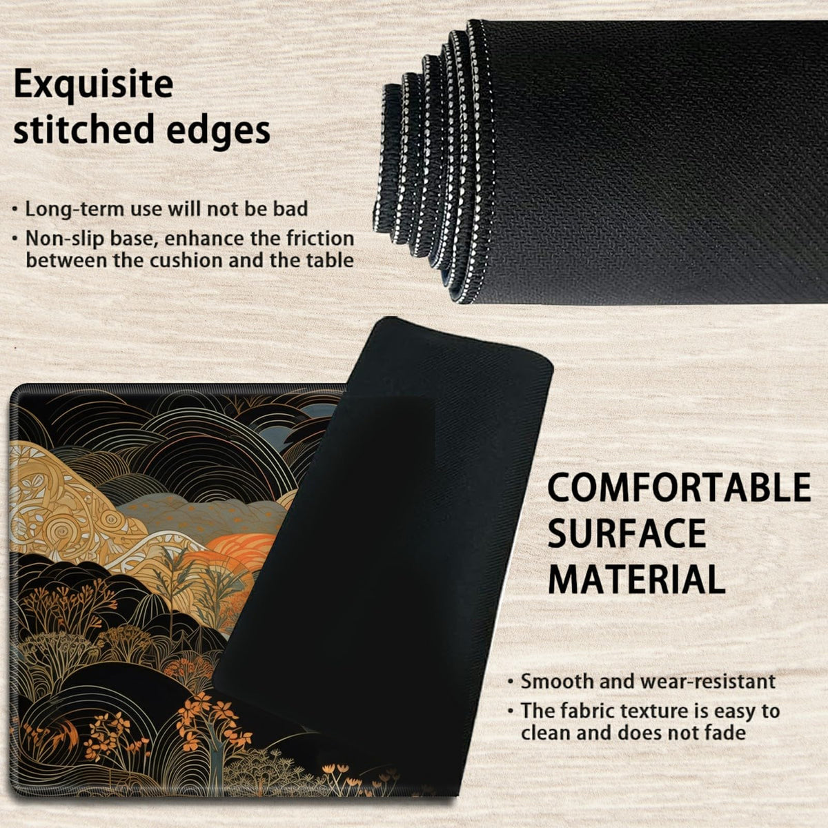 SROJDHFJB TCG Playmat Set with 50 Card Sleeves — 24x14 in, Non-Slip Surface, Soft Feel, Japanese Abstract Art
