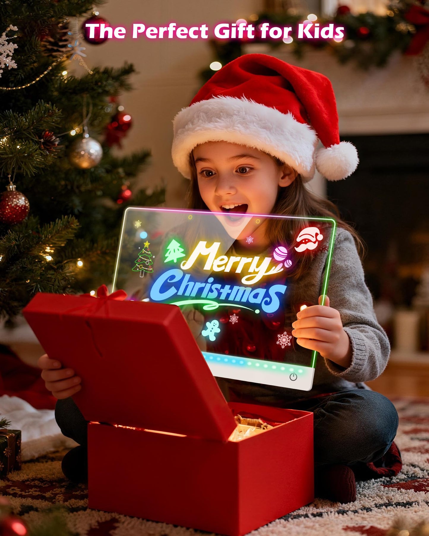 Rechargeable 17-Inch LED Drawing Board for Kids – SROT, 7 Colors, 5 Light Modes, 12-Marker Set
