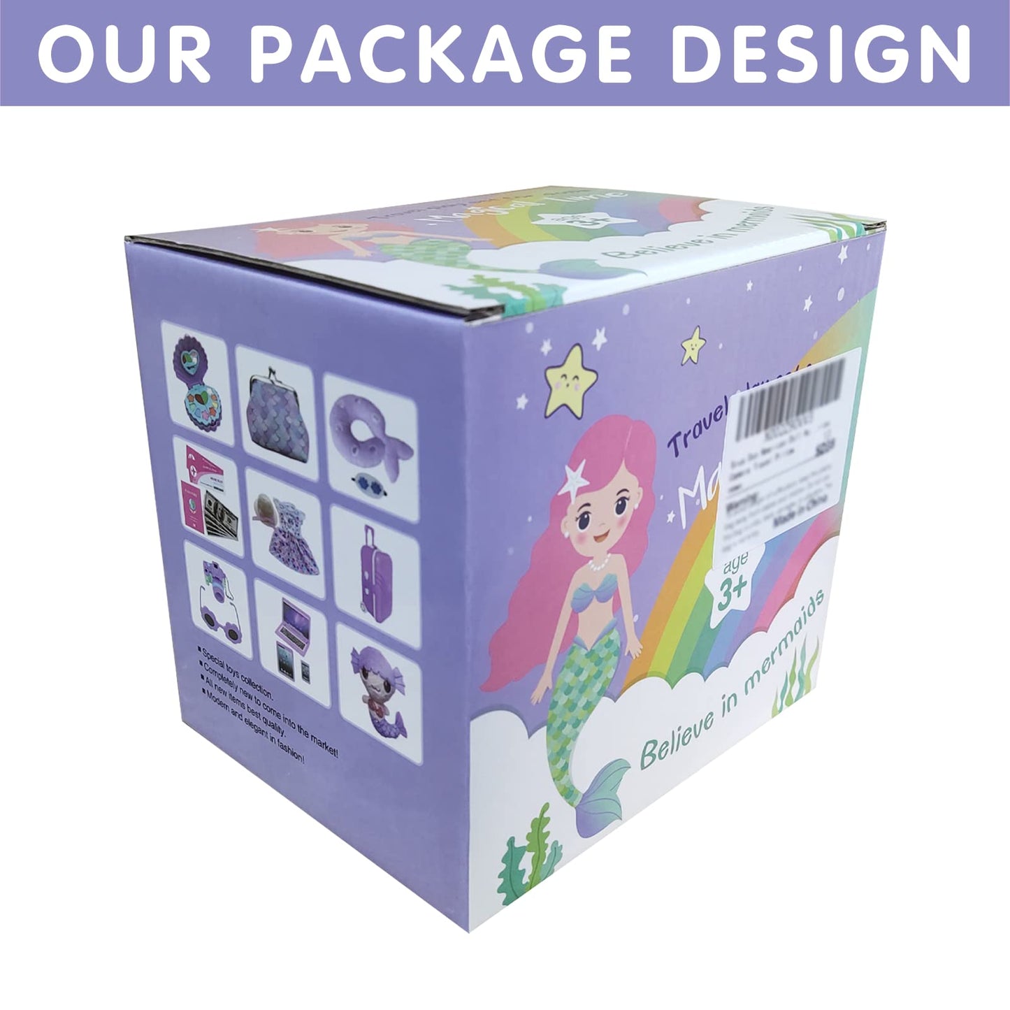 Srua Don 18 Inch Mermaid Doll Travel Case & 21-Piece Accessory Set — Portable Luggage for 18-Inch Dolls