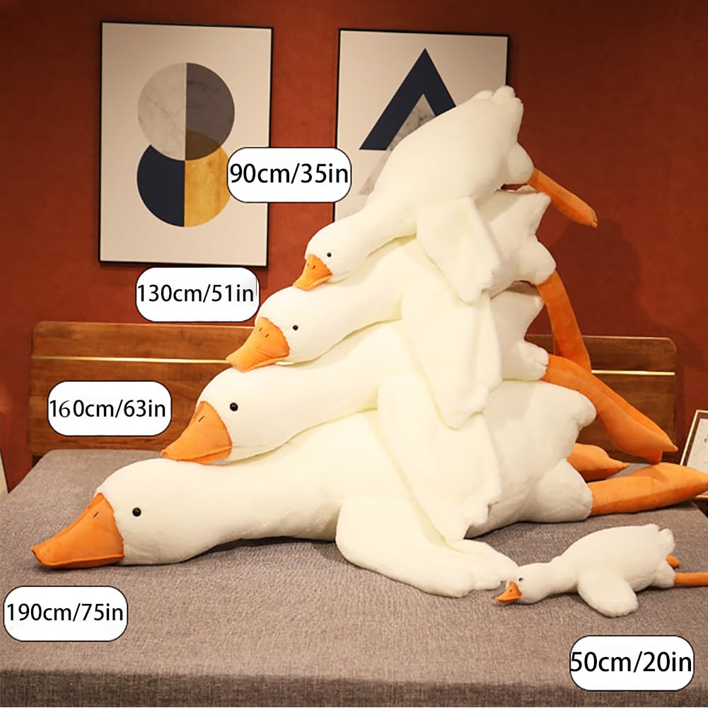 Srutirbo Giant White Goose Plush - 51-Inch Soft Hug Pillow for All Ages