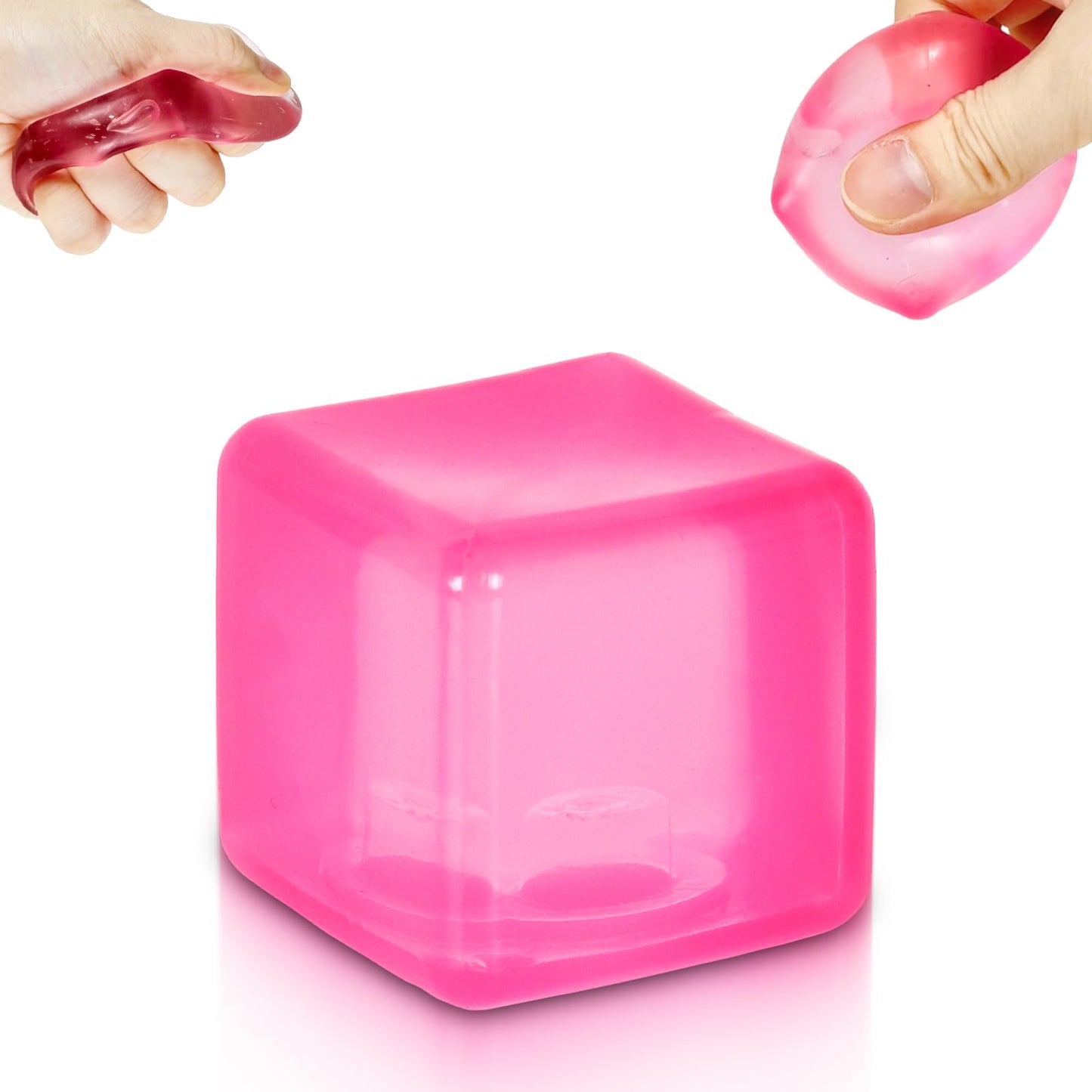 Ssqauvig Ice Cube Stress Ball – Pink 5 cm Fidget Toy for Anxiety Relief and Focus