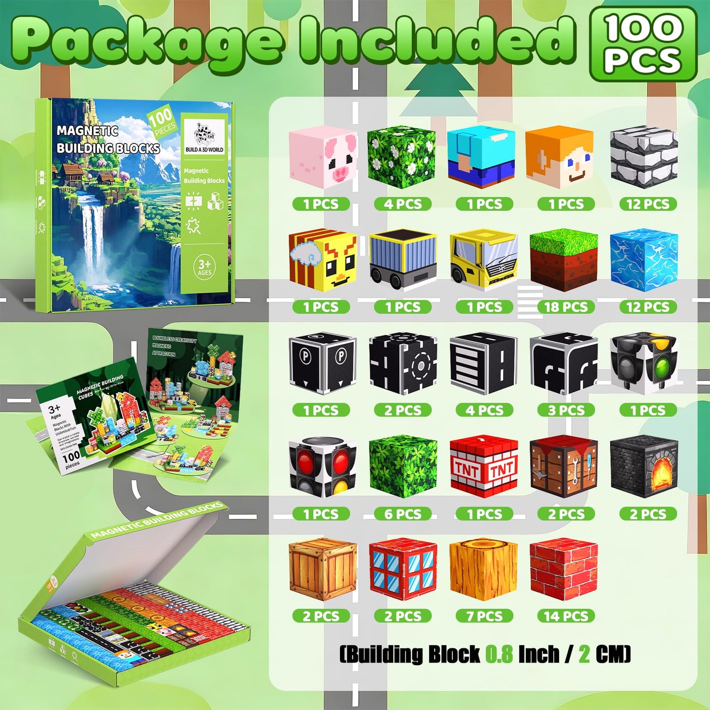 SSAWER Magnetic Blocks 100PCS – STEM Building Toy for Kids 3+ | Creative, Screen-Free Play