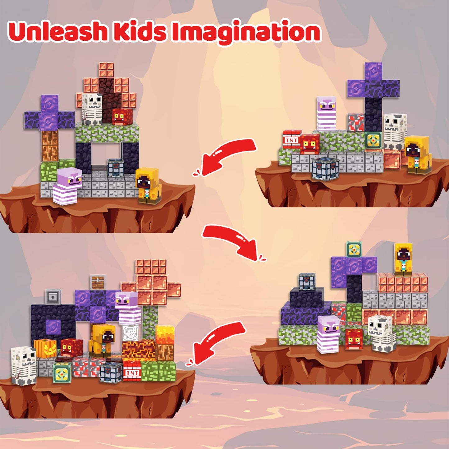 SSAWER Magnetic Blocks – 100PCS Light-Up Magnetic Building Blocks for Kids | STEM Construction Toy