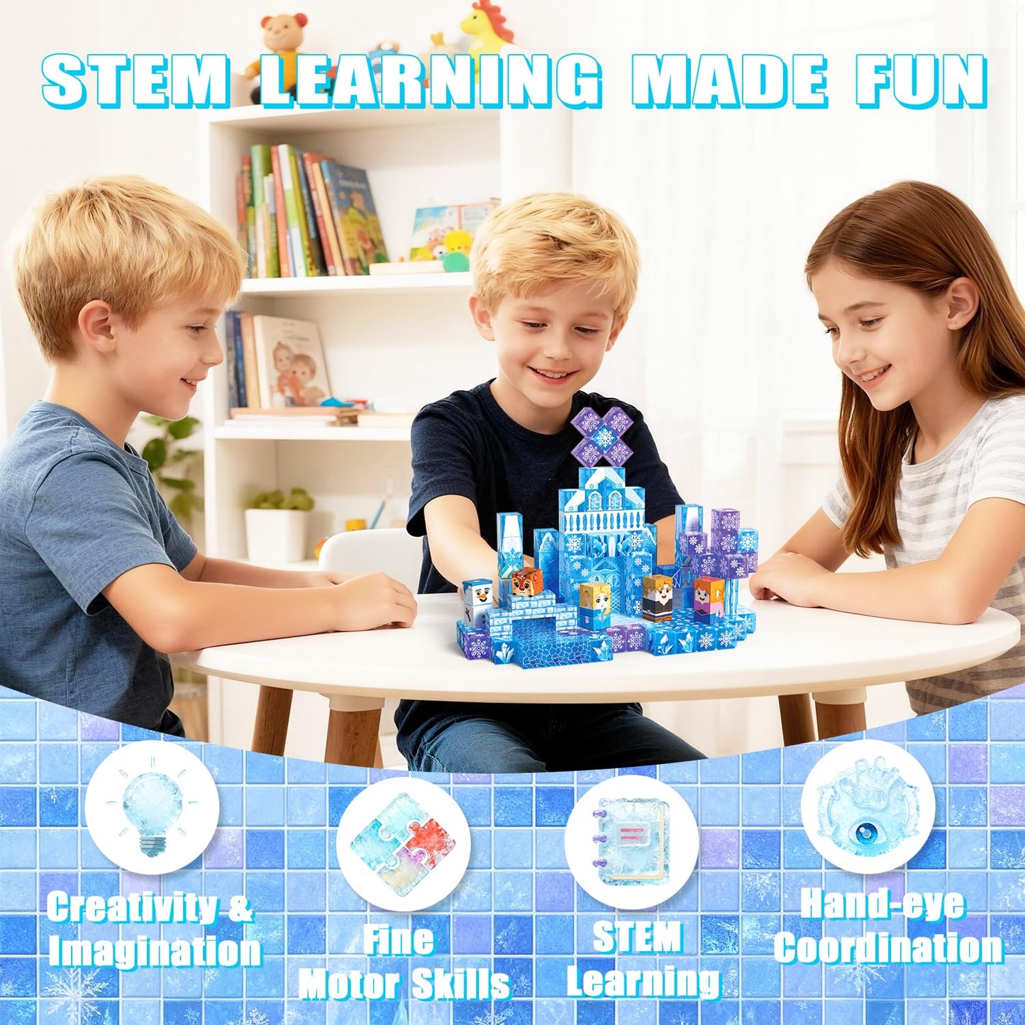 SSAWER Magnetic Blocks 150PCS Snow Castle – STEM Building Toys for Kids 3+ | Gift-Ready