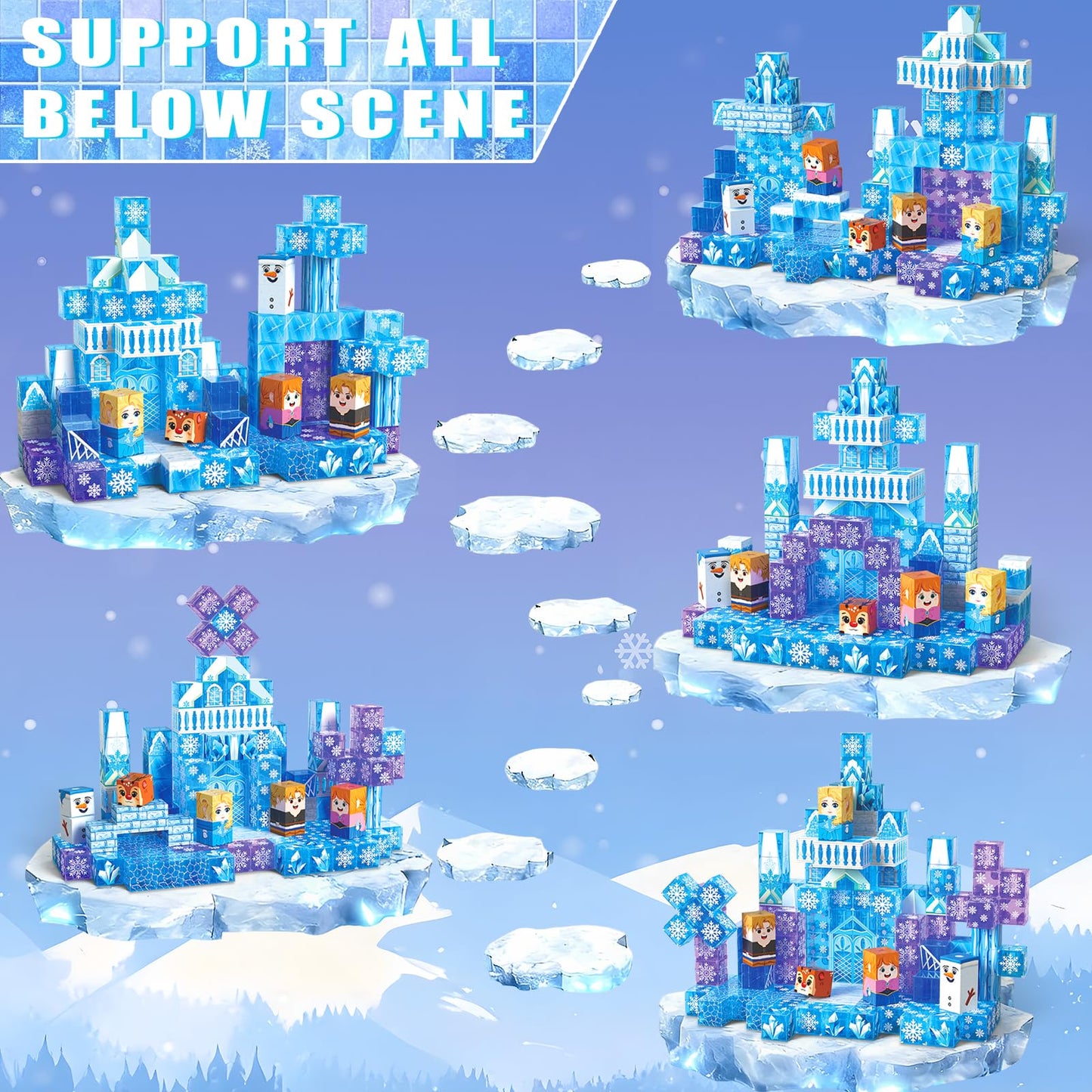 SSAWER Magnetic Blocks 150PCS Snow Castle – STEM Building Toys for Kids 3+ | Gift-Ready