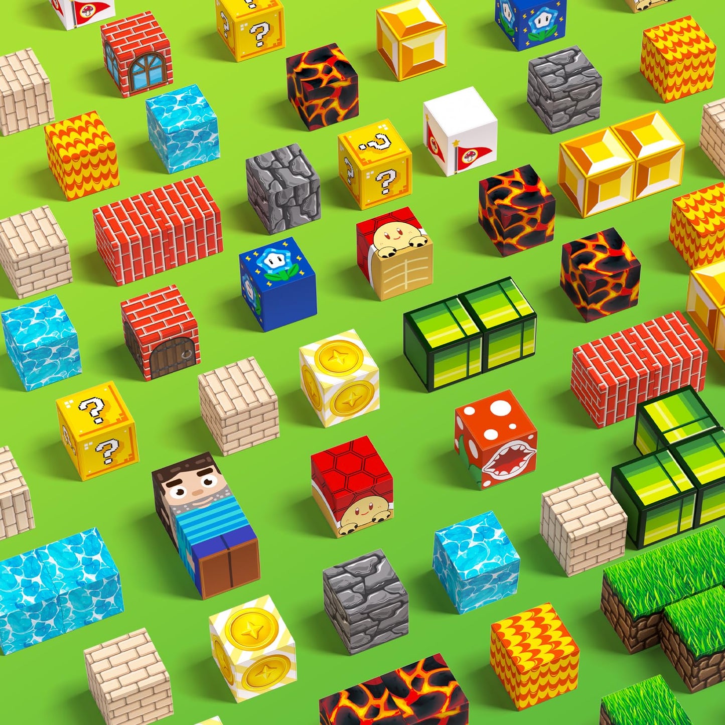 SSAWER Magnetic Blocks 48PCS – STEM Building Toys for Kids 3+ | Lava Forest