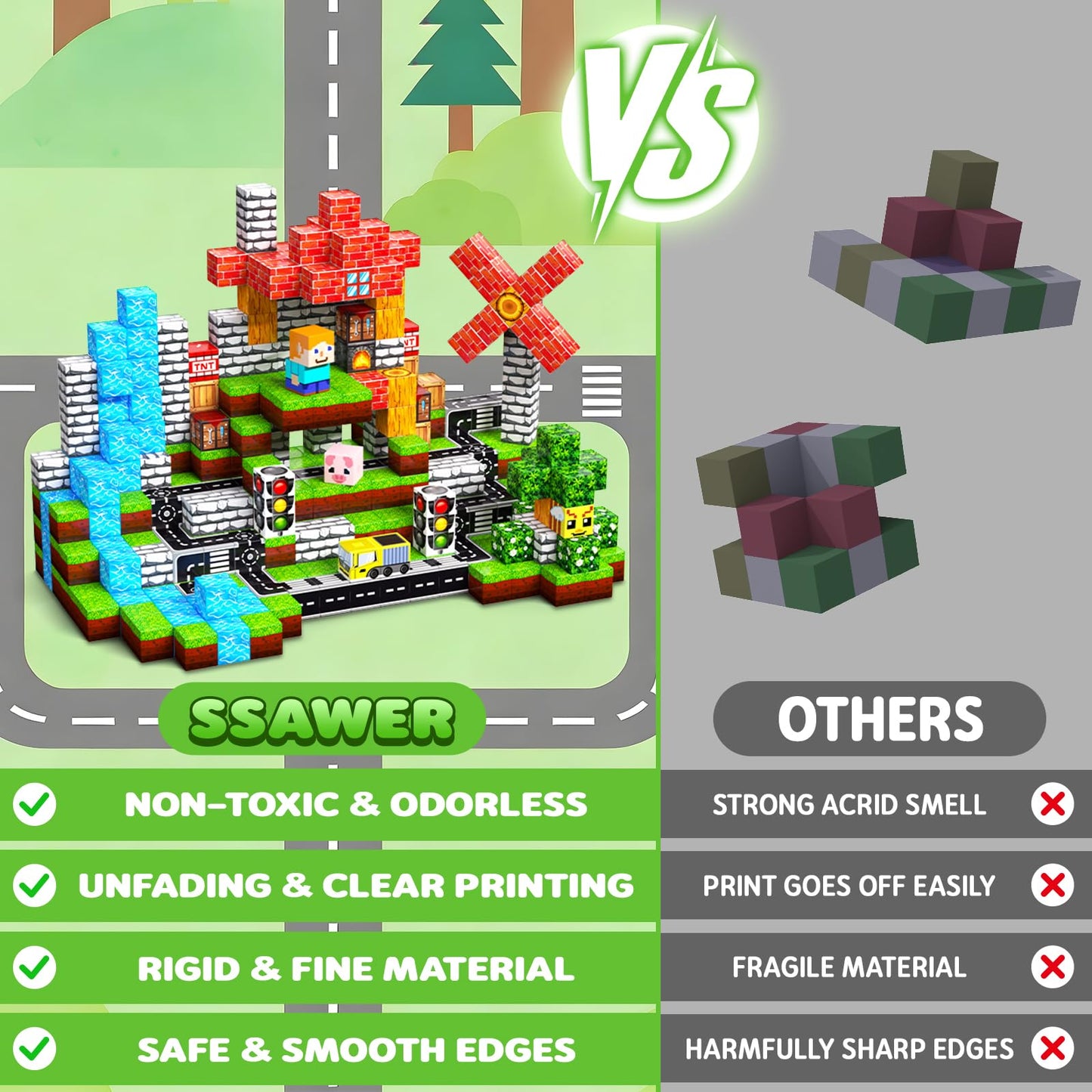 SSAWER Magnetic Blocks 100PCS – STEM Building Toy for Kids 3+ | Creative, Screen-Free Play