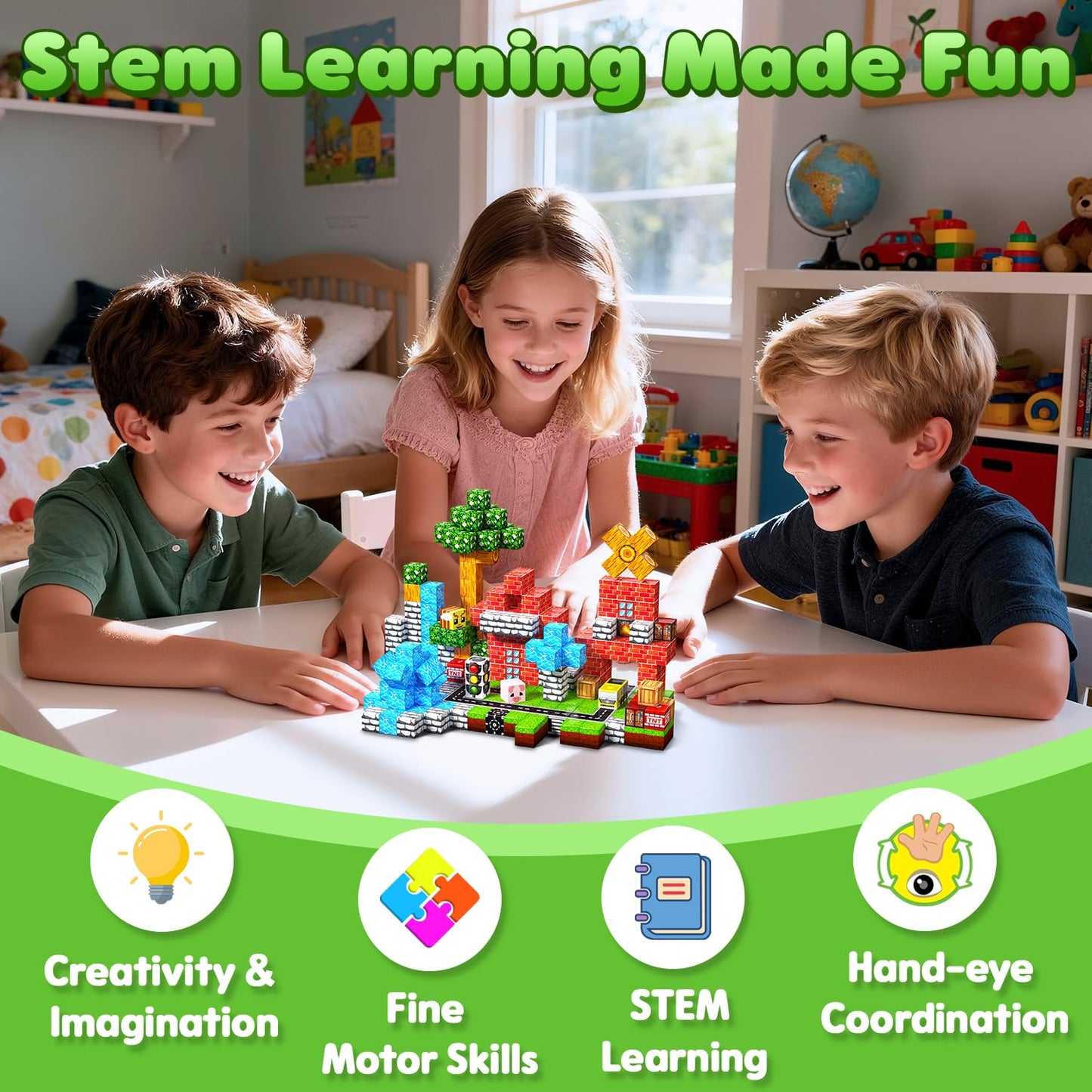 SSAWER Magnetic Blocks 100PCS – STEM Building Toy for Kids 3+ | Creative, Screen-Free Play