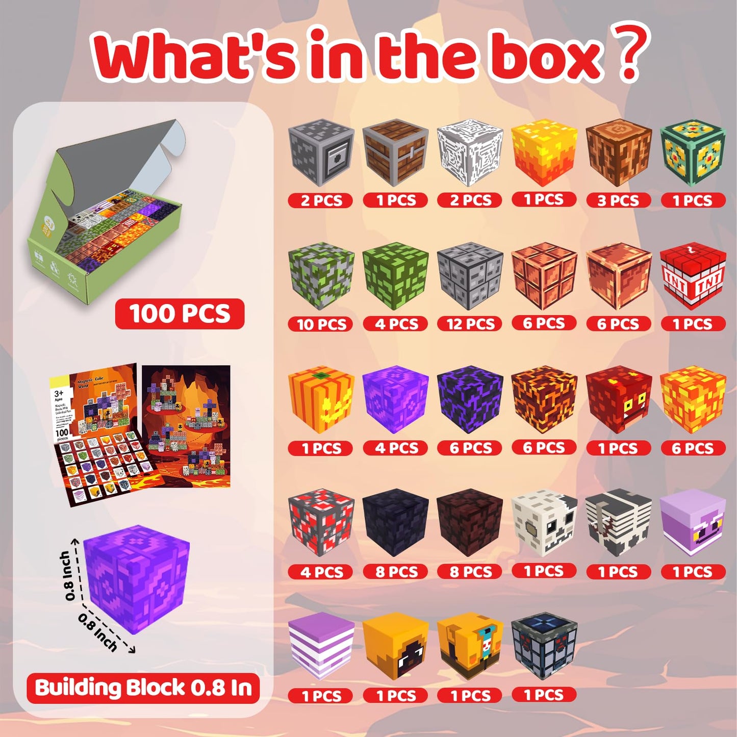 SSAWER Magnetic Blocks – 100PCS Light-Up Magnetic Building Blocks for Kids | STEM Construction Toy