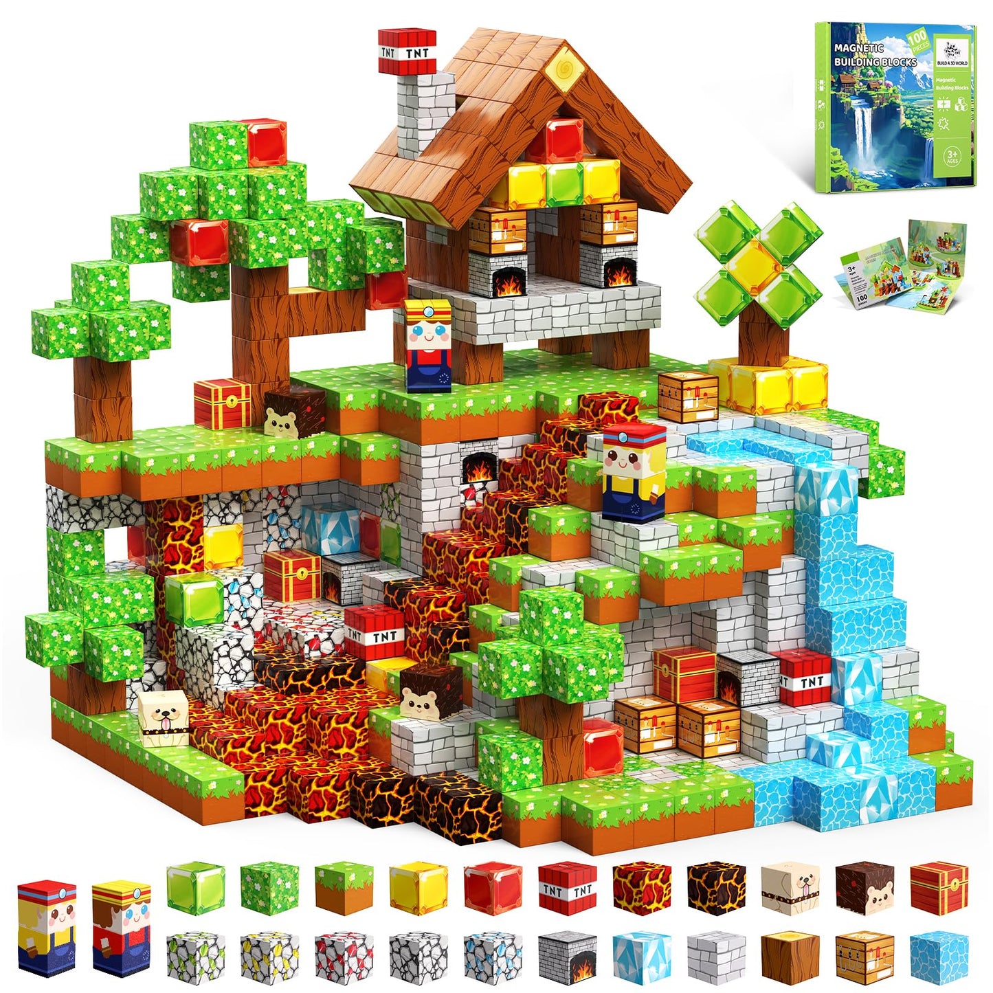 SSAWER Magnetic Blocks – 100PCS STEM Building Toys for Kids Aged 3+ | Creative, Screen-Free Play