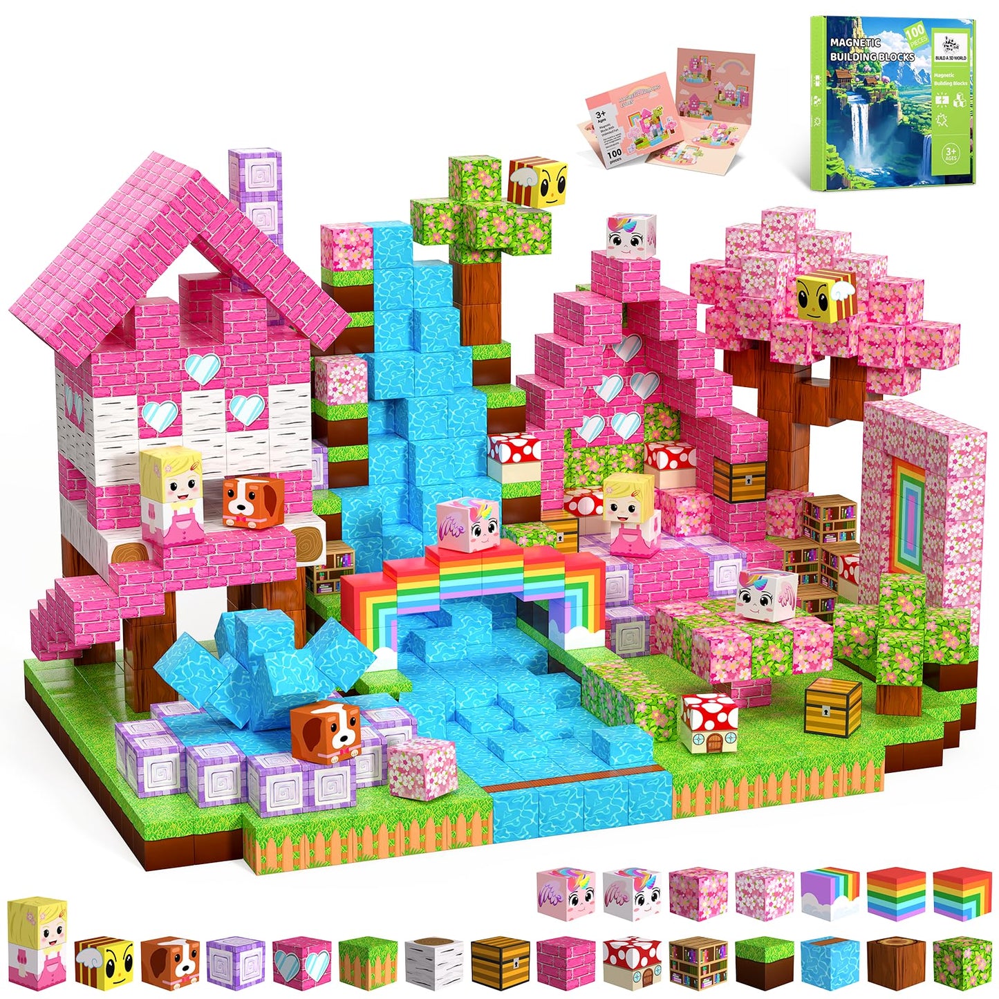 SSAWER Magnetic Blocks – 100-Piece STEM Building Set for Kids 3+ | Creative Open-Ended Play