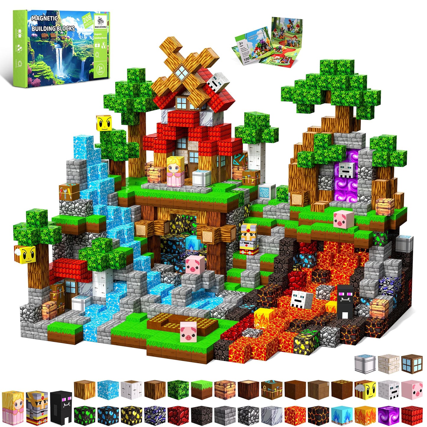 SSAWER Magnetic Blocks 208-Piece Magnetic Building Set for Kids – STEM Toy for Ages 3+, Creative Open-Ended Play