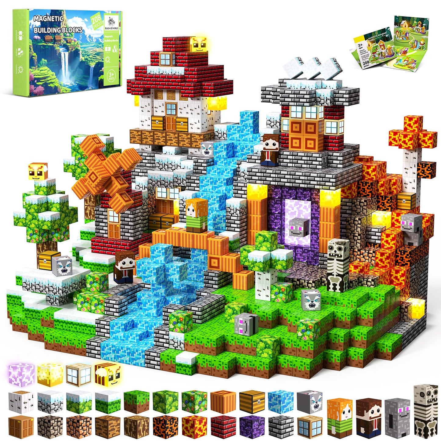 SSAWER Magnetic Blocks 208-Piece Set – Creative STEM Building Toys for Kids 3+ | Gift-ready