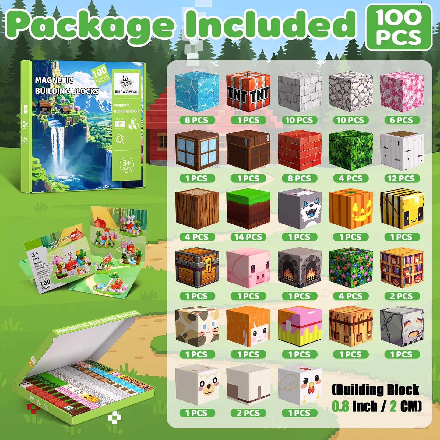 SSAWER Magnetic Blocks – 100-Piece STEM Building Toy for Kids 3+ | Creative Magnetic Construction Set