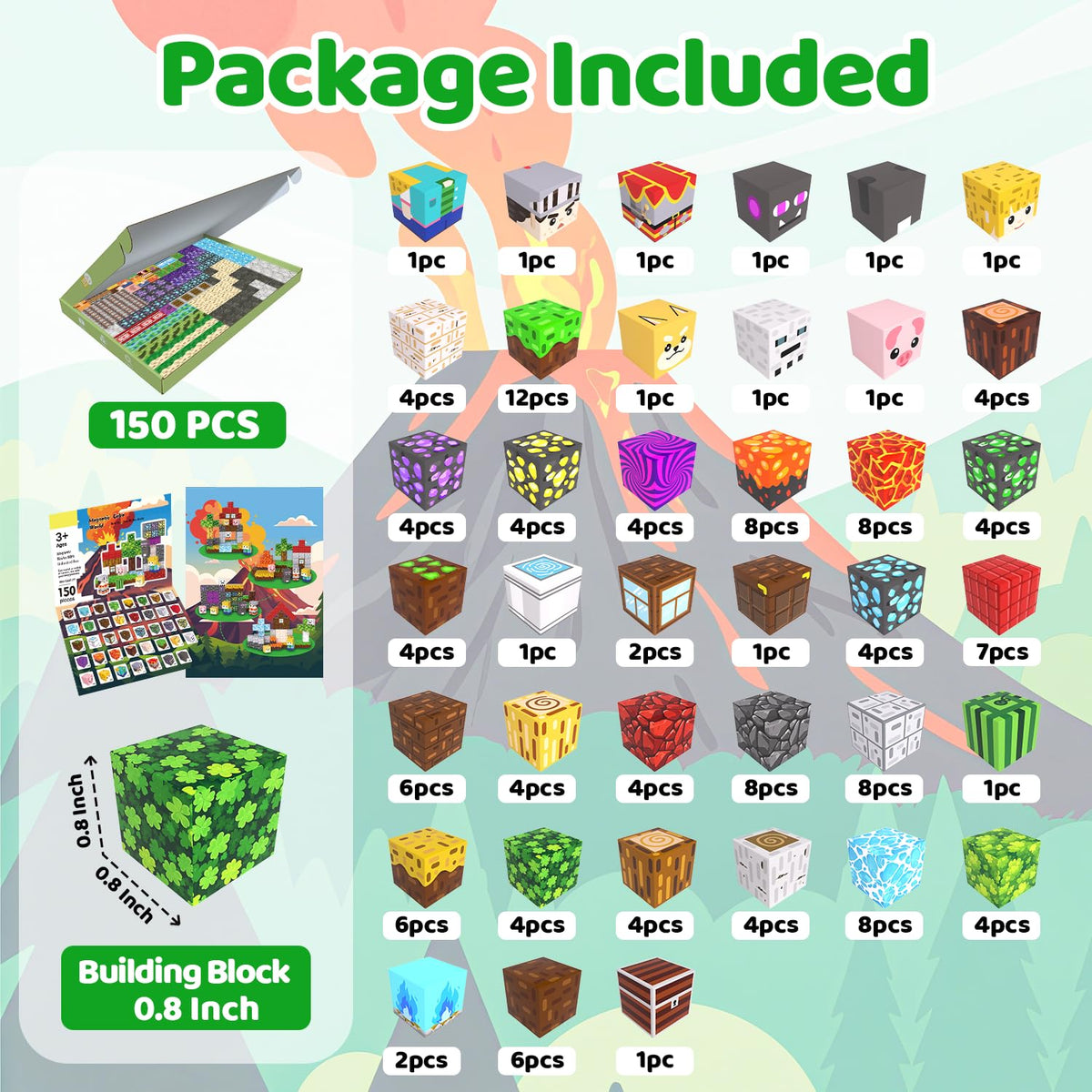 SSAWER Magnetic Blocks - 150PCS STEM Building Set for Kids 3+ | 39 Designs, Storybook & Screen-Free Fun