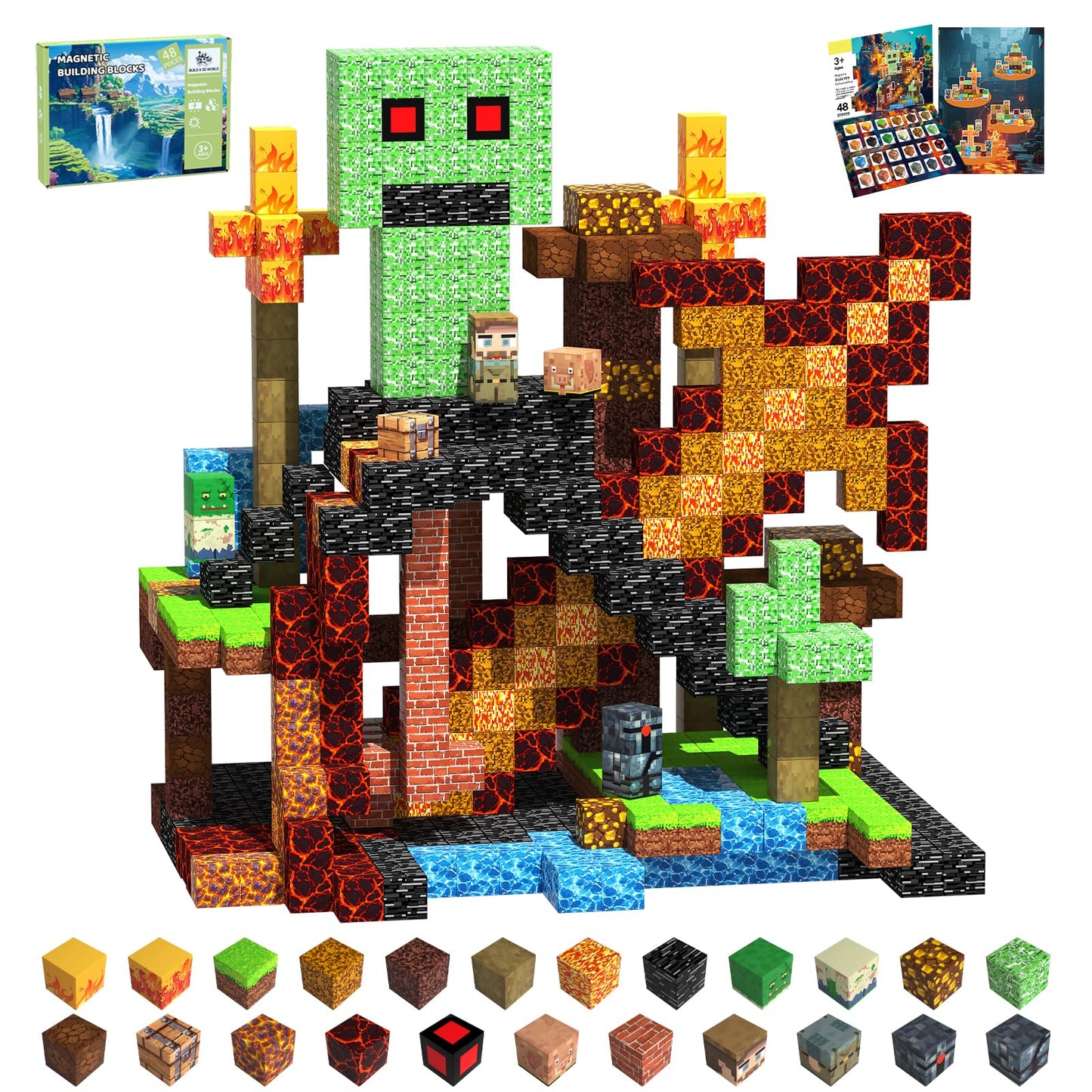 SSAWER Magnetic Blocks – 48 PCS STEM Toys for Kids Aged 4-8