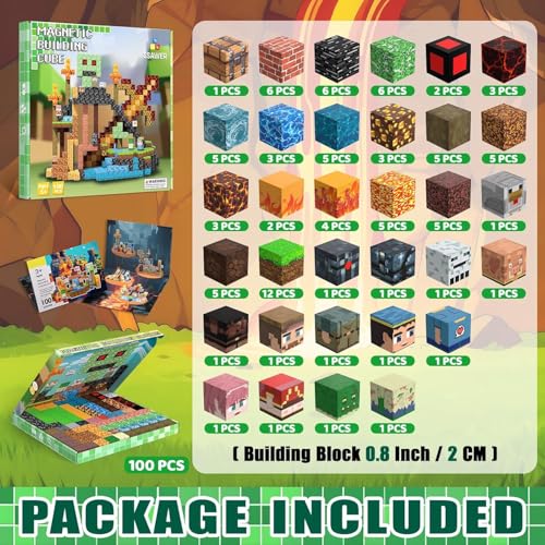 SSAWER Magnetic Blocks Toys for Kids – 100 Pcs Building Set (Underworld)