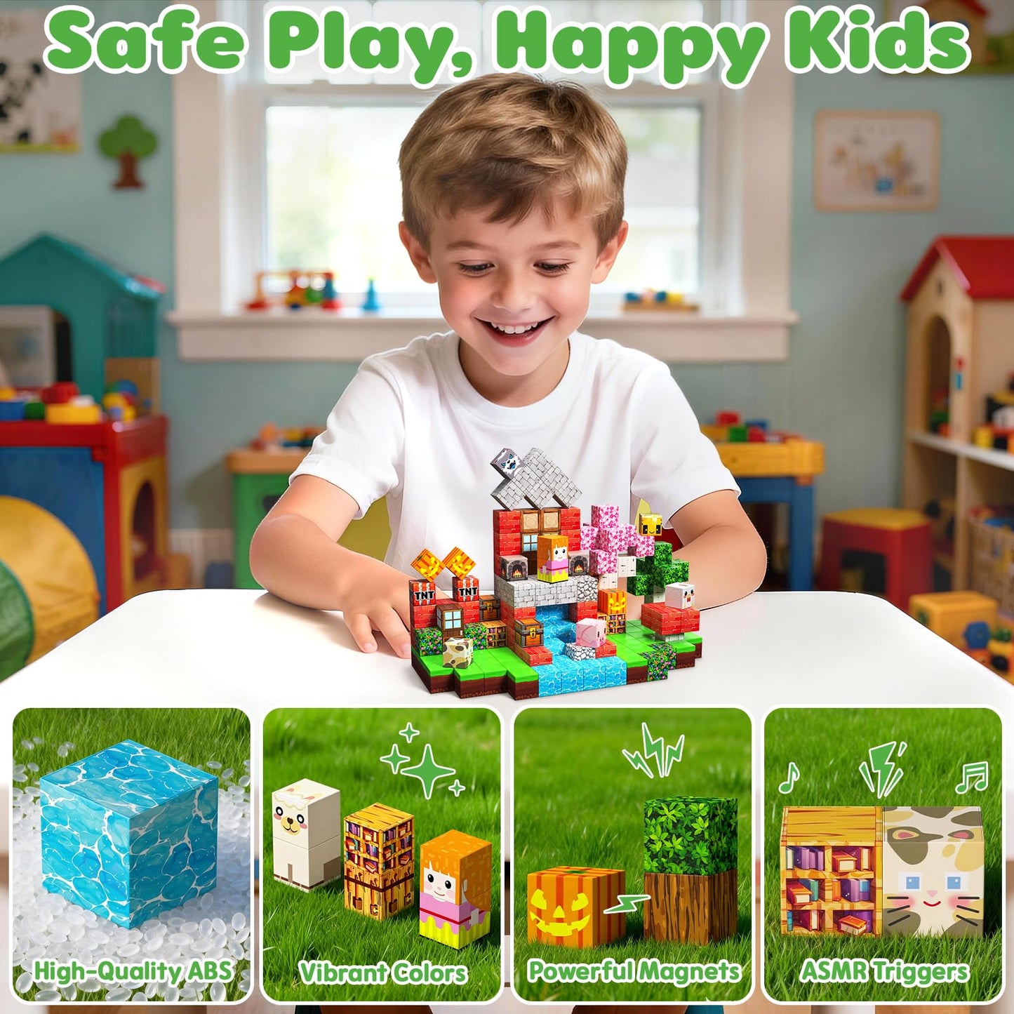 SSAWER Magnetic Blocks – 100-Piece STEM Building Toy for Kids 3+ | Creative Magnetic Construction Set