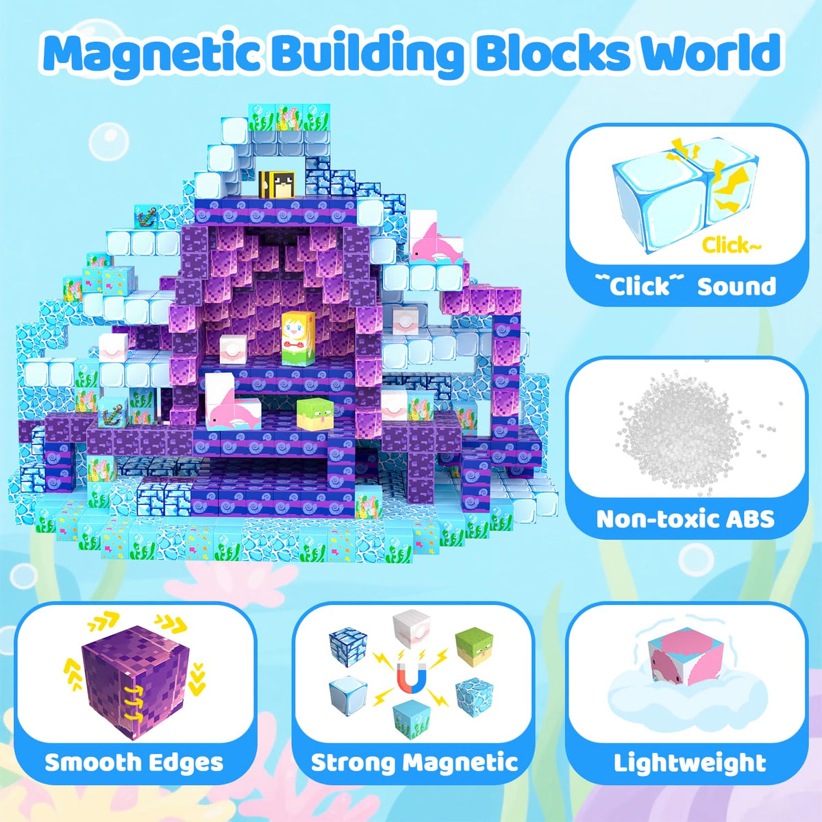 SSAWER Magnetic Blocks 100PCS – Ocean World STEM Building Toys for Kids 3+