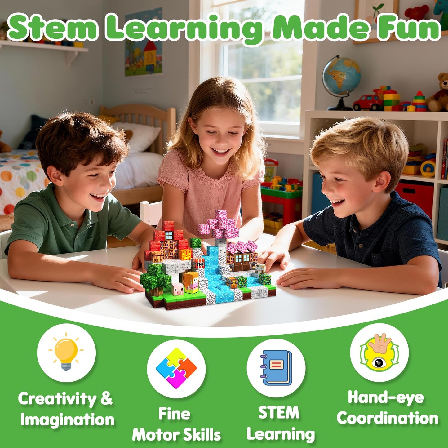 SSAWER Magnetic Blocks – 100-Piece STEM Building Toy for Kids 3+ | Creative Magnetic Construction Set