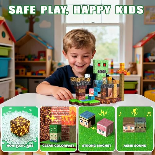 SSAWER Magnetic Blocks Toys for Kids – 100 Pcs Building Set (Underworld)