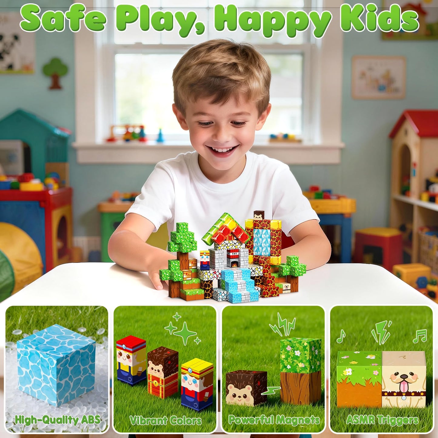 SSAWER Magnetic Blocks – 100PCS STEM Building Toys for Kids Aged 3+ | Creative, Screen-Free Play