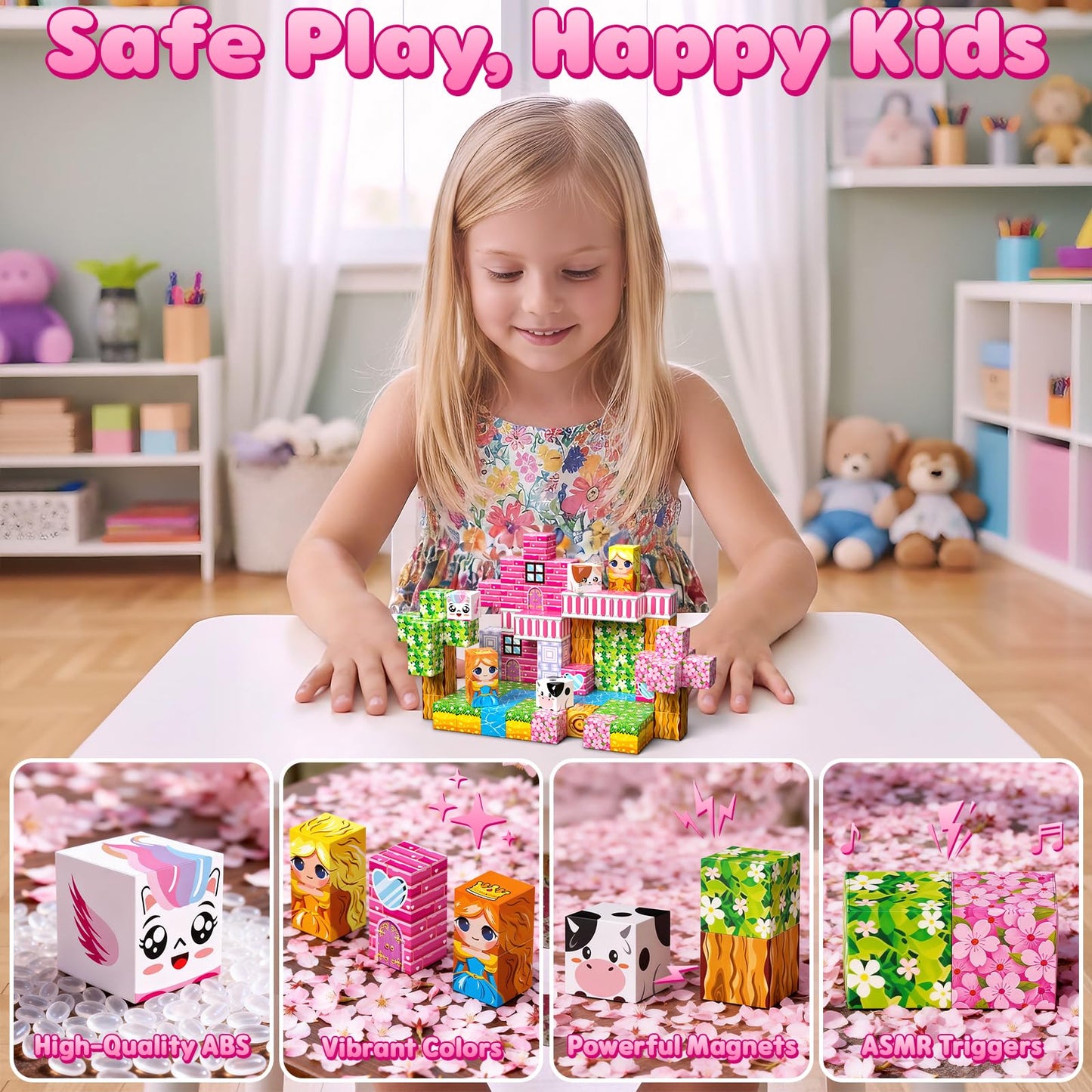 SSAWER Magnetic Blocks - 48 Pcs STEM Toy for Kids 4-8 | Creative Building Cubes