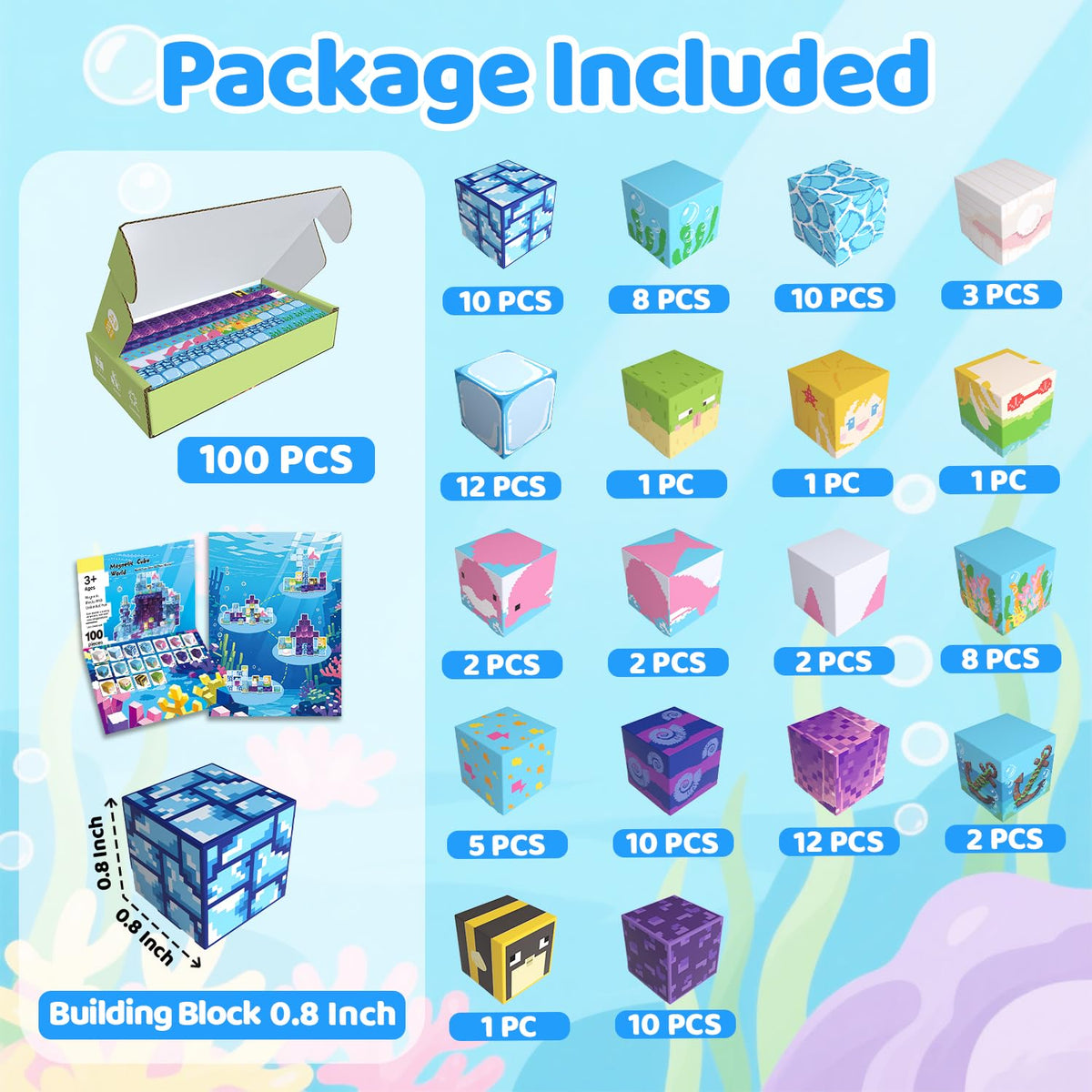 SSAWER Magnetic Blocks 100PCS – Ocean World STEM Building Toys for Kids 3+