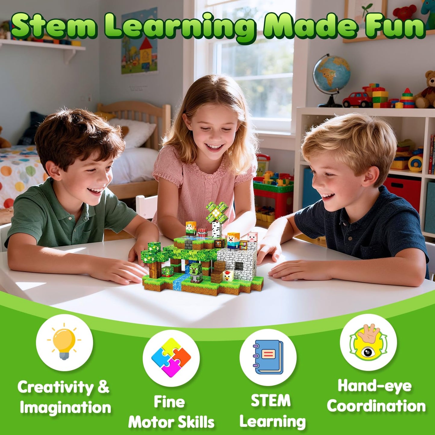 SSAWER Magnetic Blocks 150PCS – Creative STEM Building Toys for Kids 3+