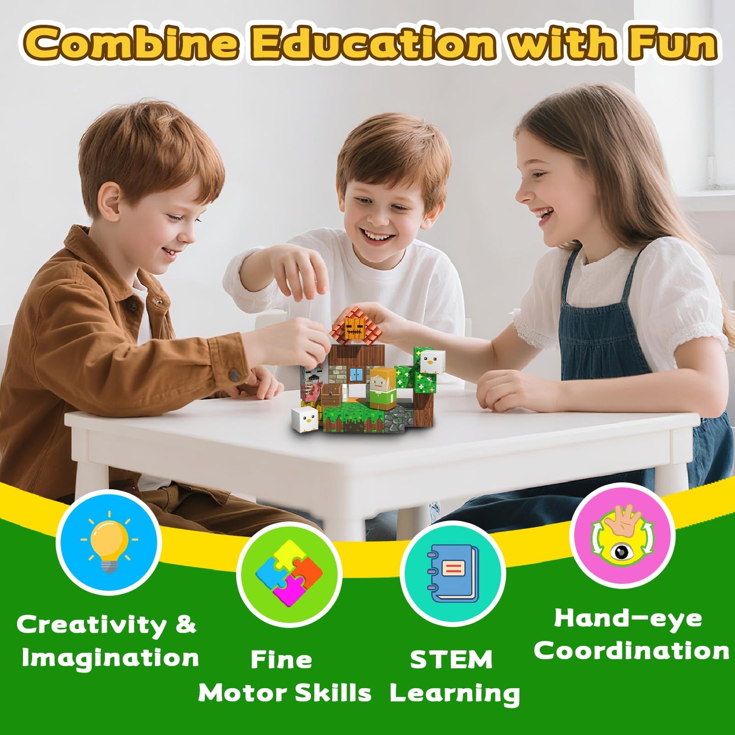 SSAWER Magnetic Blocks – 48-Piece STEM Building Toys for Kids Ages 4-8 | Creative, Screen-Free Play
