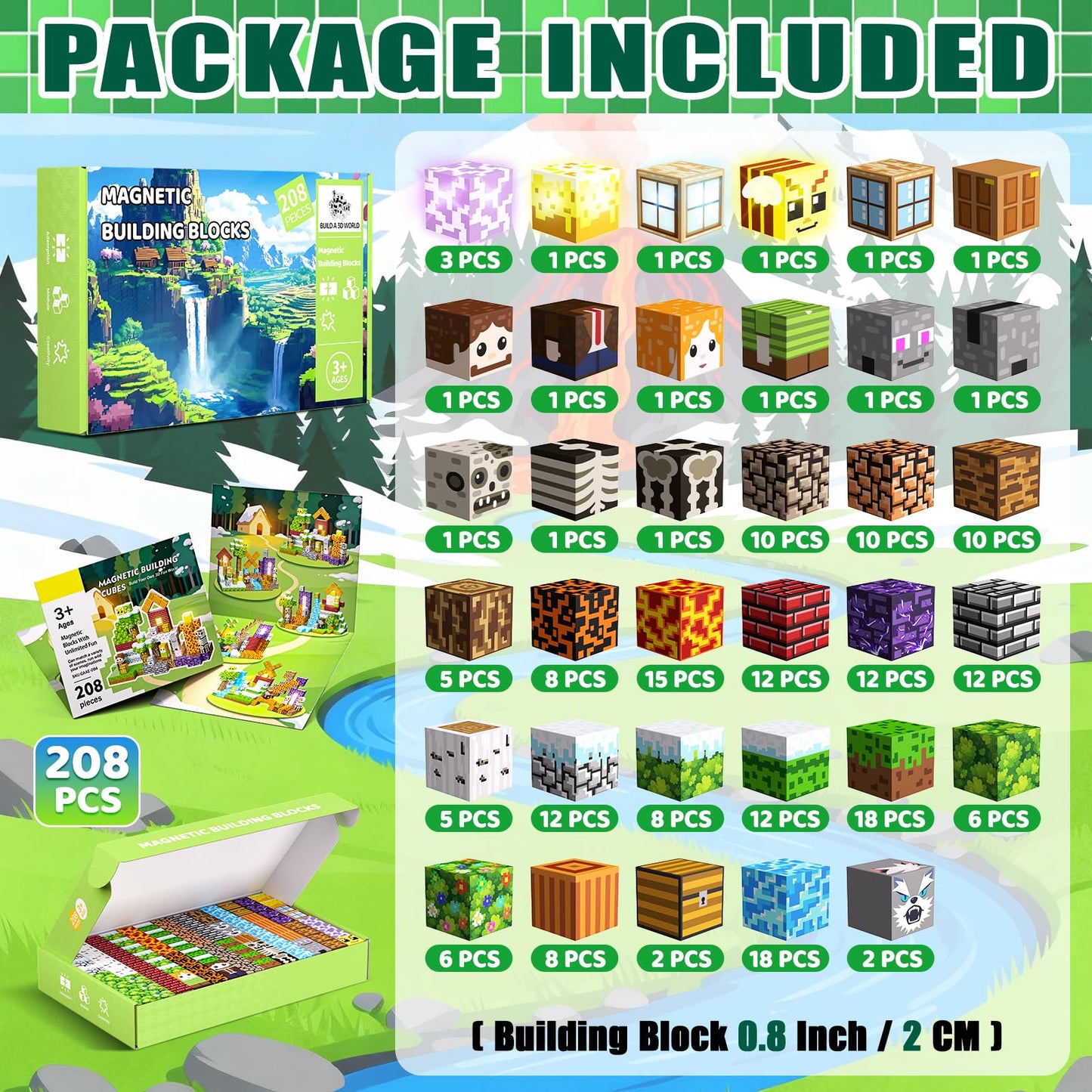 SSAWER Magnetic Blocks 208-Piece Set – Creative STEM Building Toys for Kids 3+ | Gift-ready