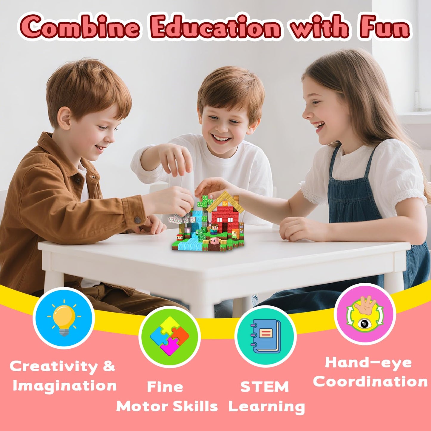SSAWER Magnetic Blocks 208PCS – Sakura Forest STEM Building Toys for Kids 3+