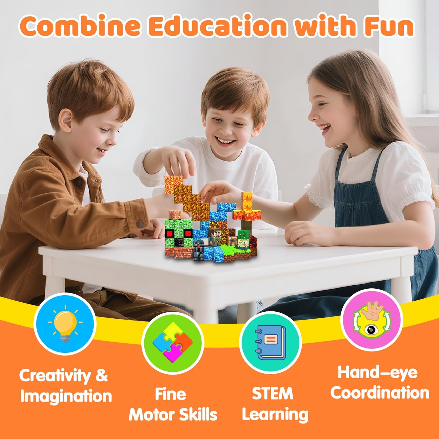 SSAWER Magnetic Blocks – 48 PCS STEM Toys for Kids Aged 4-8
