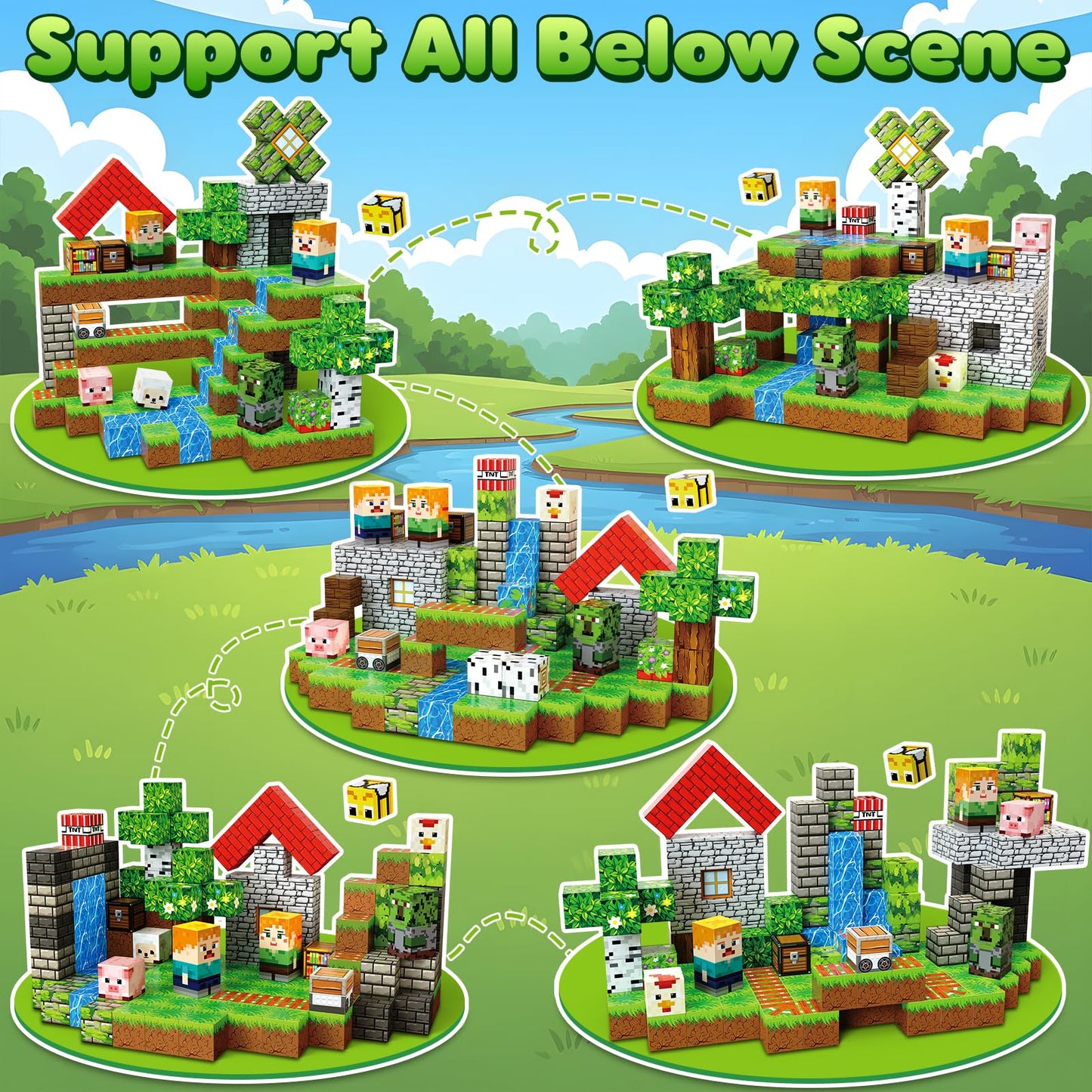 SSAWER Magnetic Blocks 150PCS – STEM Building Toys for Kids 3+