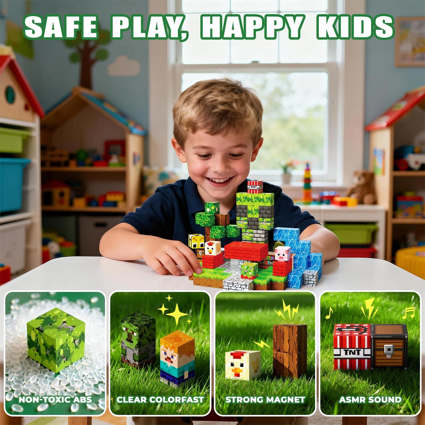 SSAWER Magnetic Blocks – 100-Piece Magnetic Building Set for Kids 3+ | STEM Toy & Creative Gift