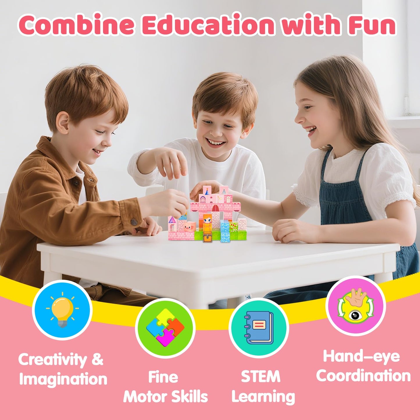 SSAWER Magnetic Blocks – 48-Piece STEM Building Toy for Kids Aged 4-8