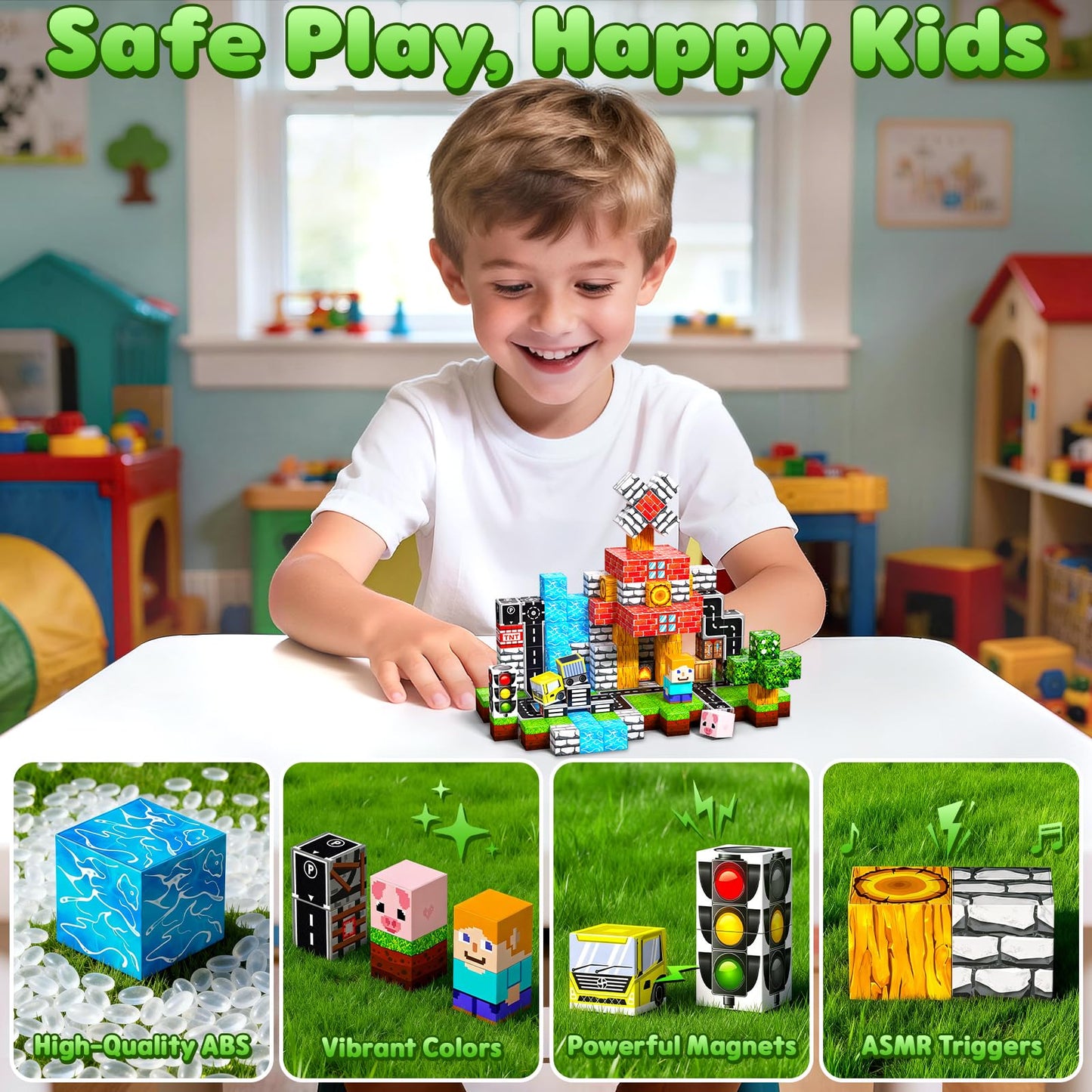 SSAWER Magnetic Blocks 100PCS – STEM Building Toy for Kids 3+ | Creative, Screen-Free Play